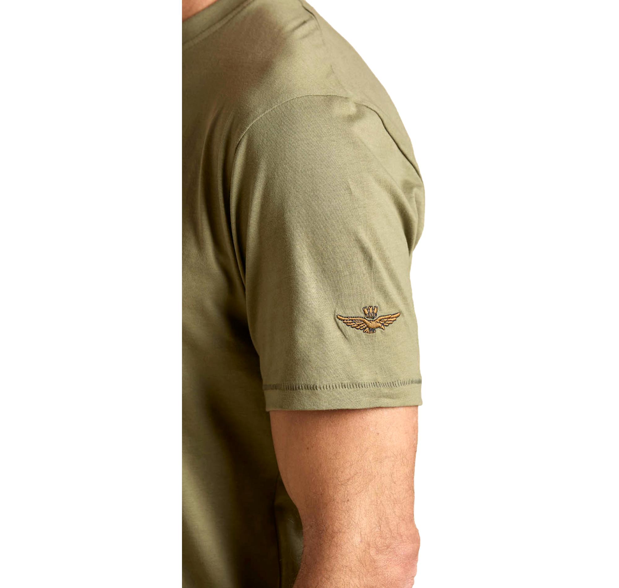 AERONAUTICA MILITARE T Shirt Uomo In Cotone Con Coccarda Tricolore TS2538UJ00727 Colore Verde