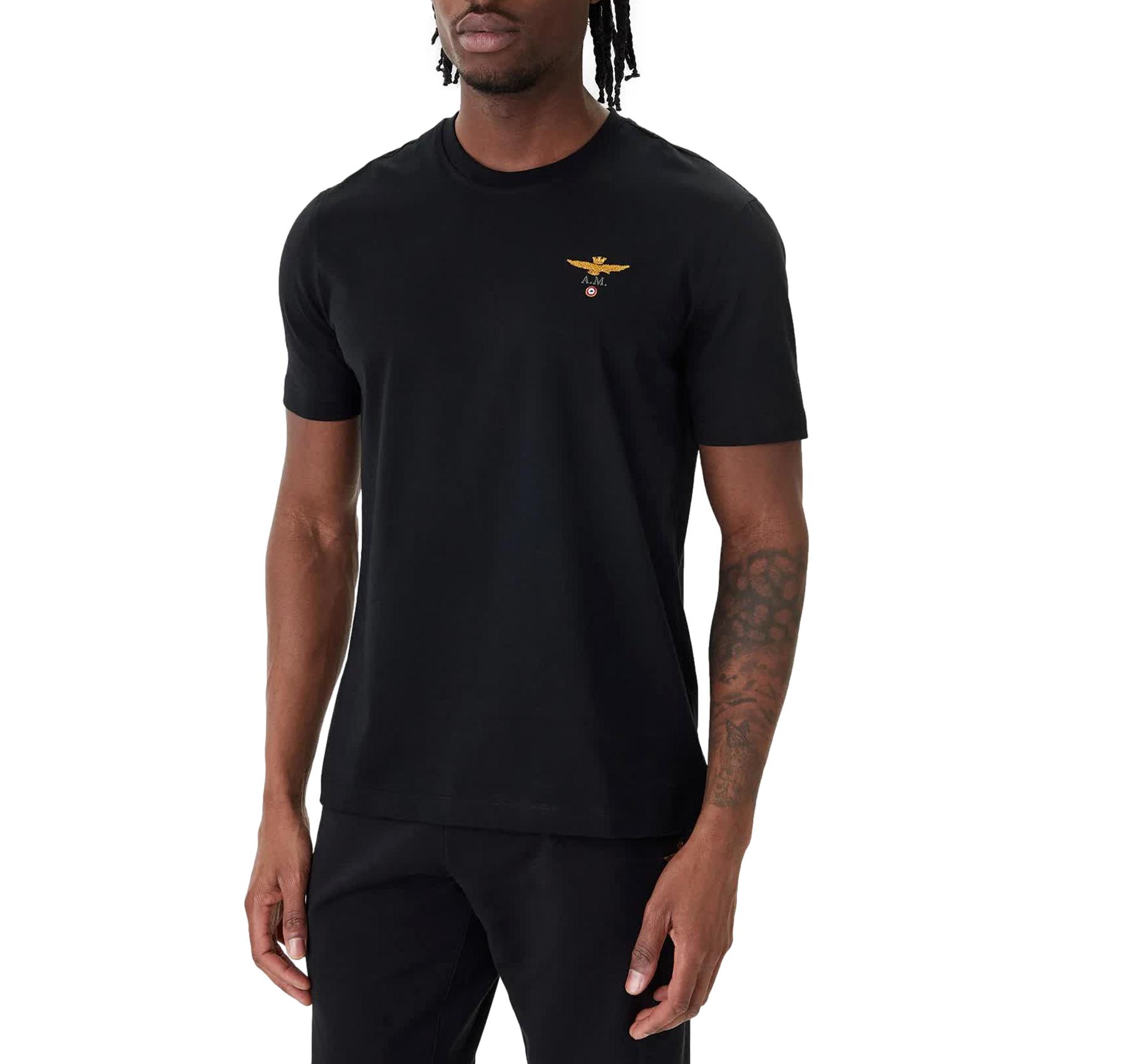 AERONAUTICA MILITARE T Shirt Uomo Girocollo Basica Manica Corta 261TS1580UJ00372 Colore Nero