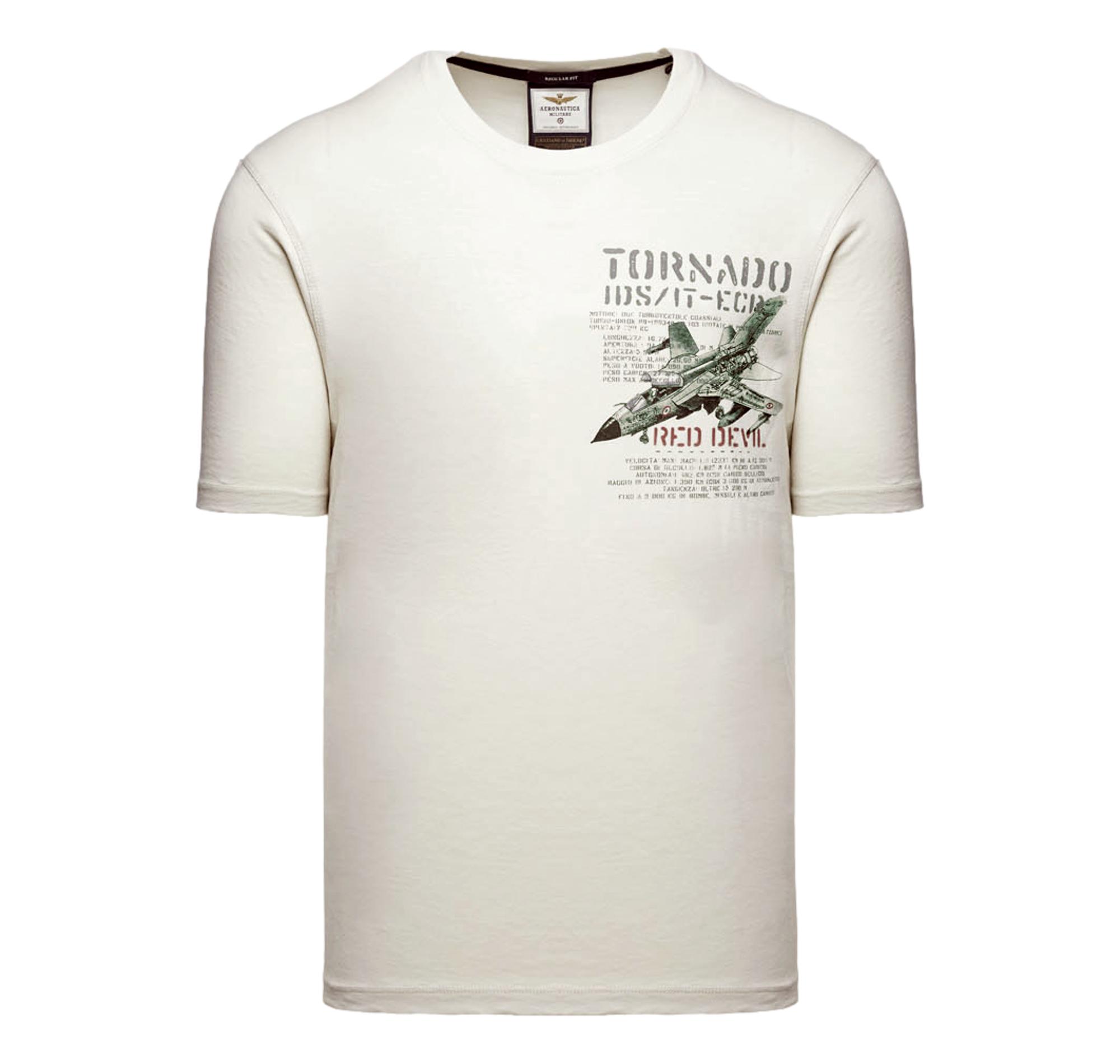 AERONAUTICA MILITARE T Shirt Uomo In Cotone Con Stampa Tornado TS2537UJ00727 Colore Bianco