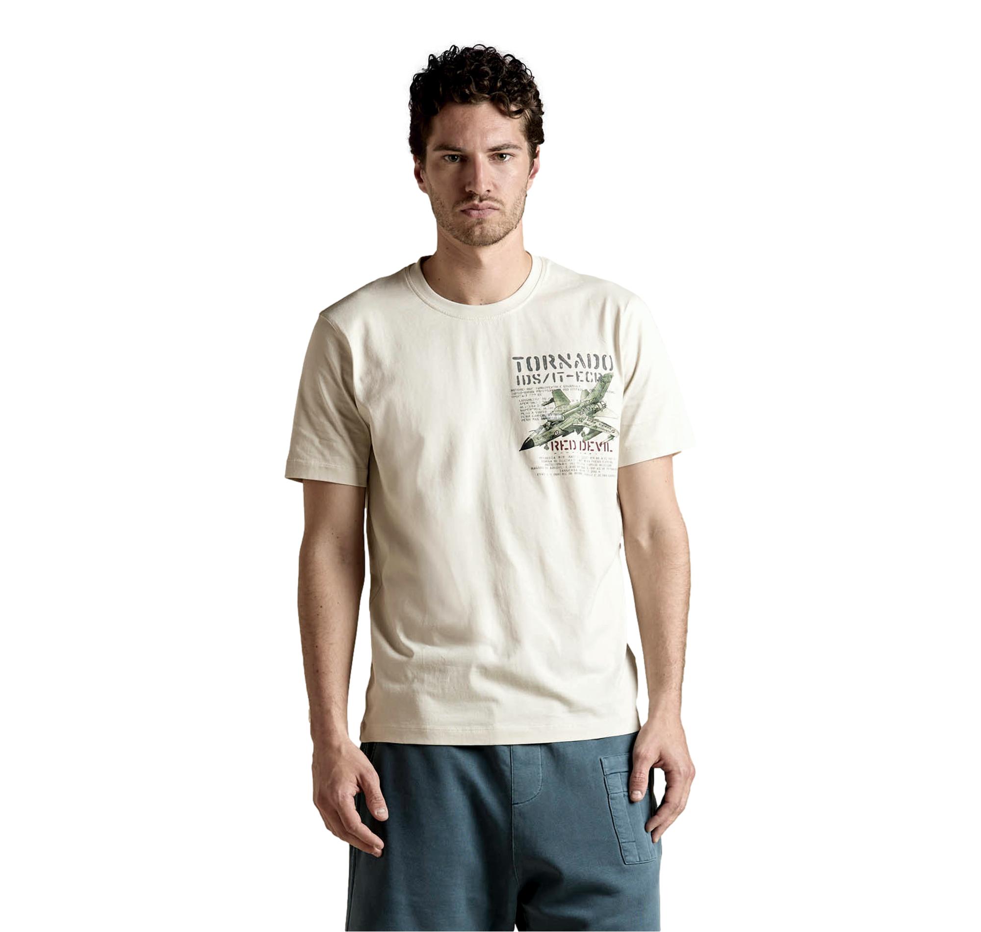 AERONAUTICA MILITARE T Shirt Uomo In Cotone Con Stampa Tornado TS2537UJ00727 Colore Bianco