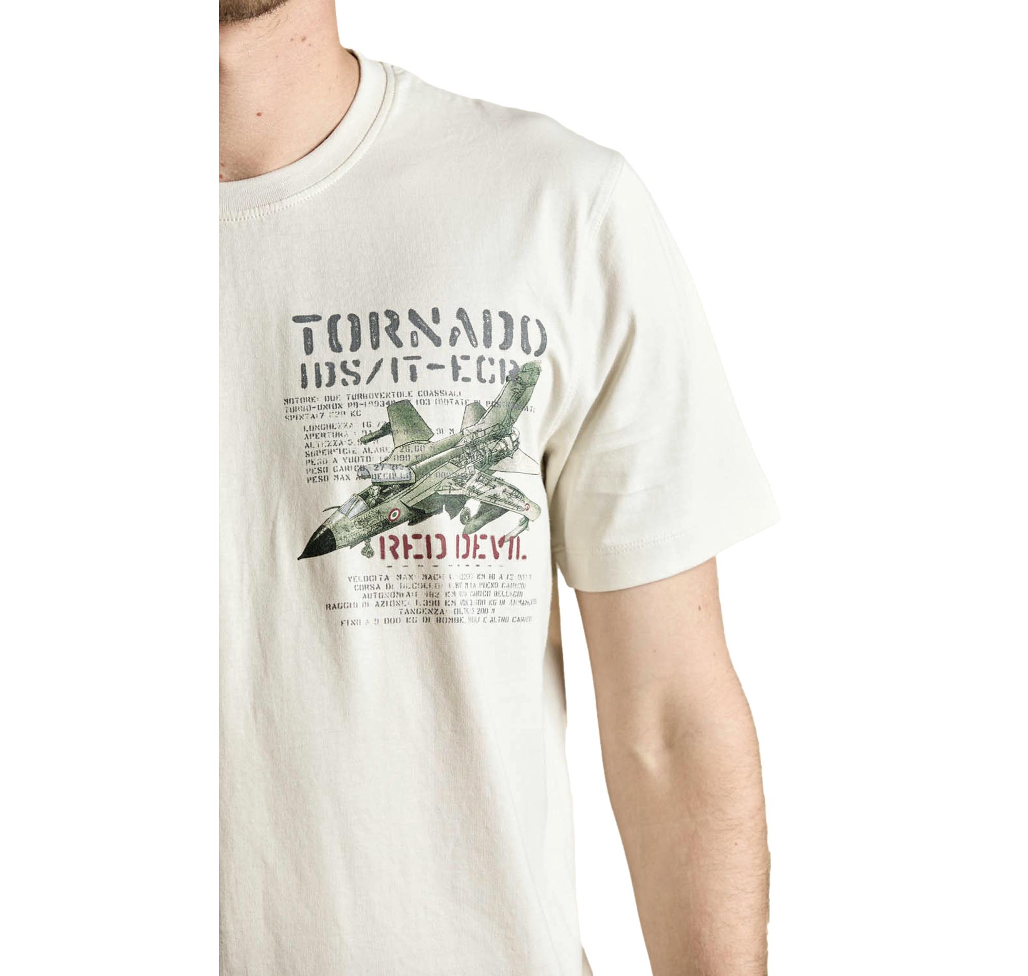 AERONAUTICA MILITARE T Shirt Uomo In Cotone Con Stampa Tornado TS2537UJ00727 Colore Bianco