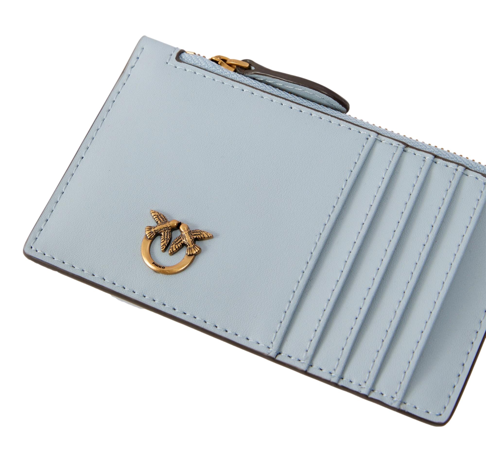 PINKO Portacarte Donna Airone Chardholder Vitello Seta 100251 E37Q Colore Azzurro
