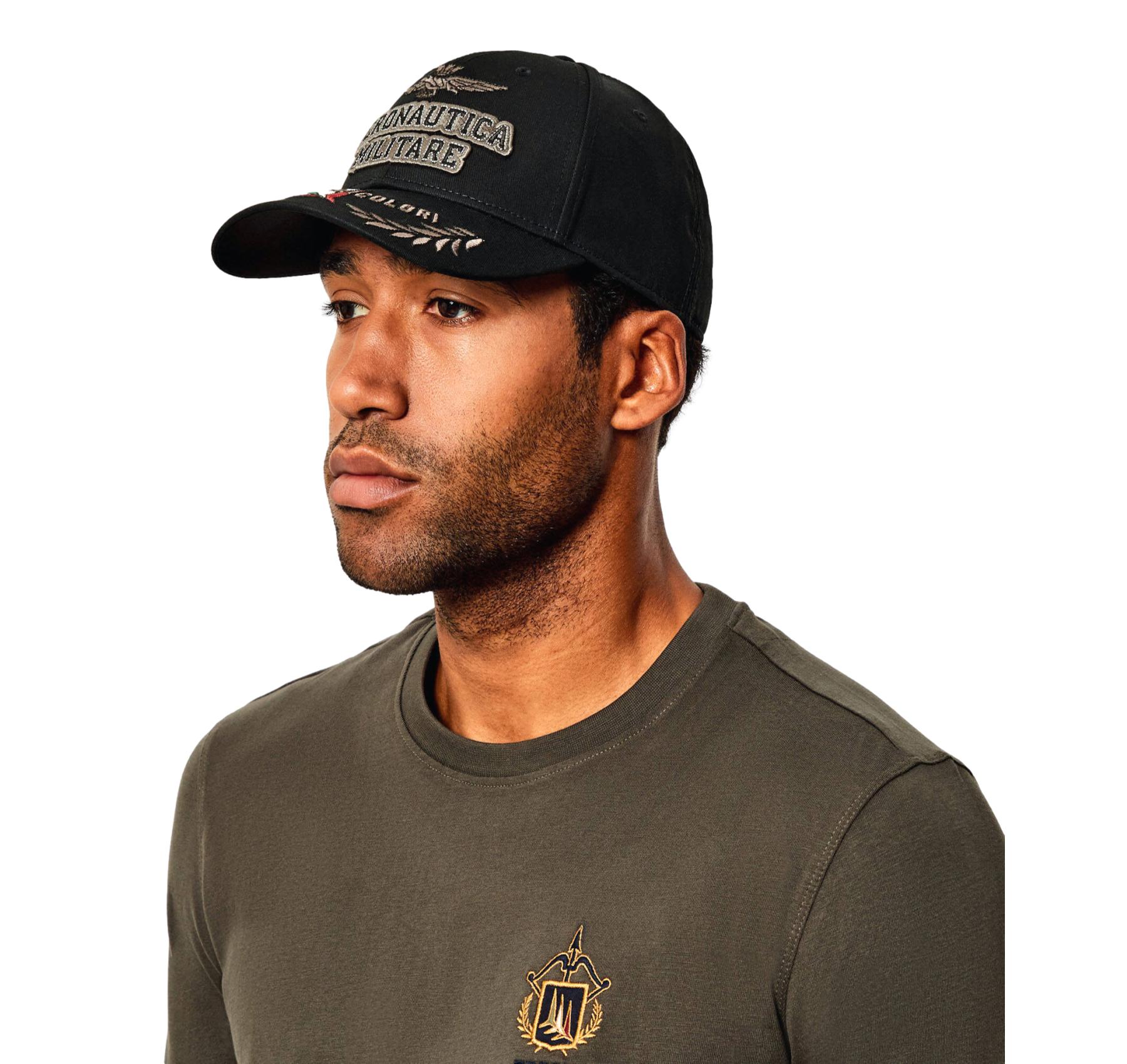 AERONAUTICA MILITARE Cappellino Uomo Con Ricami Frecce Tricolori HA1104UCT02261 Colore Nero