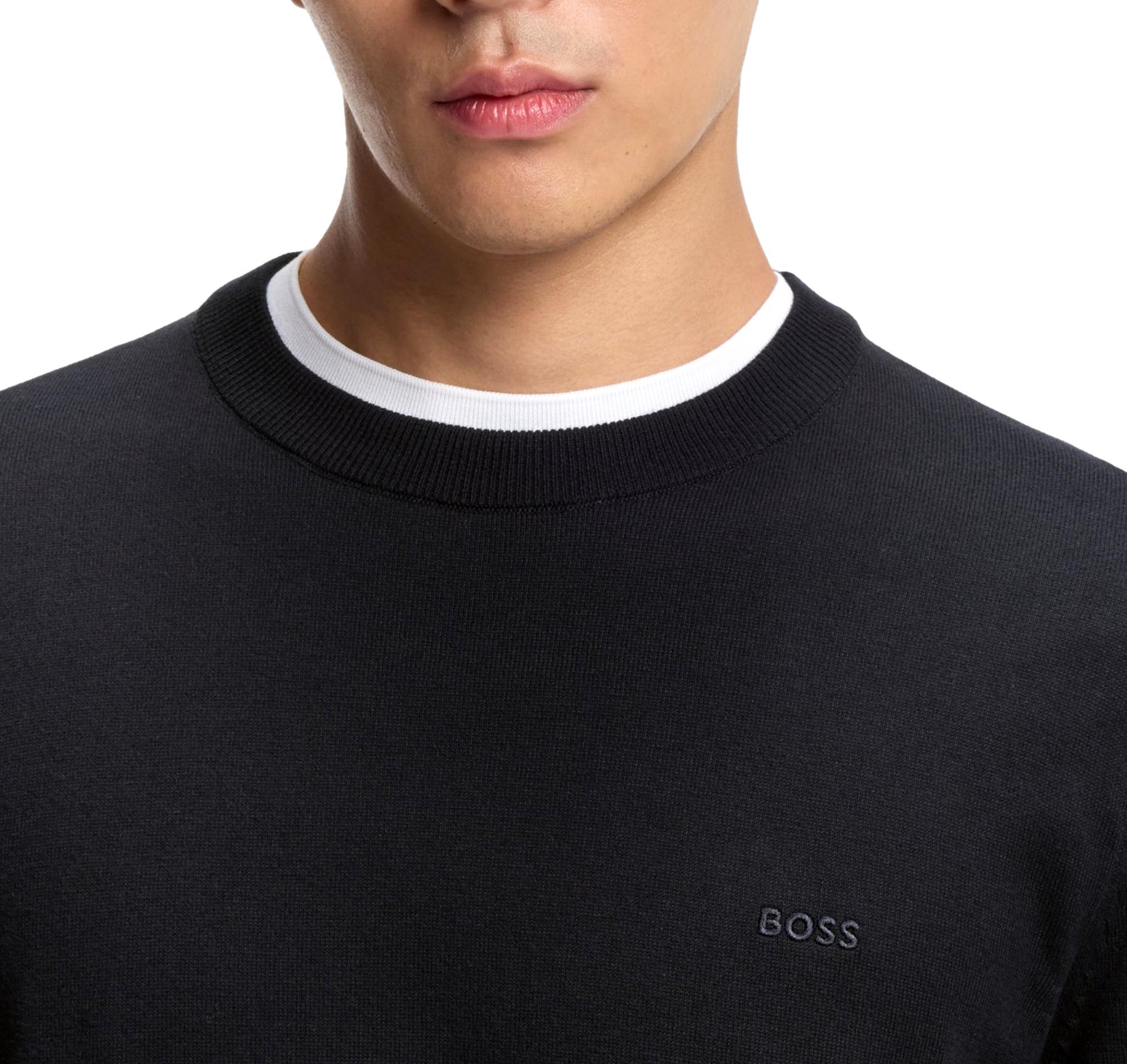 BOSS Maglione Uomo Cotone Girocollo Regular Fit Blu Scuro Upacas-L 50556344