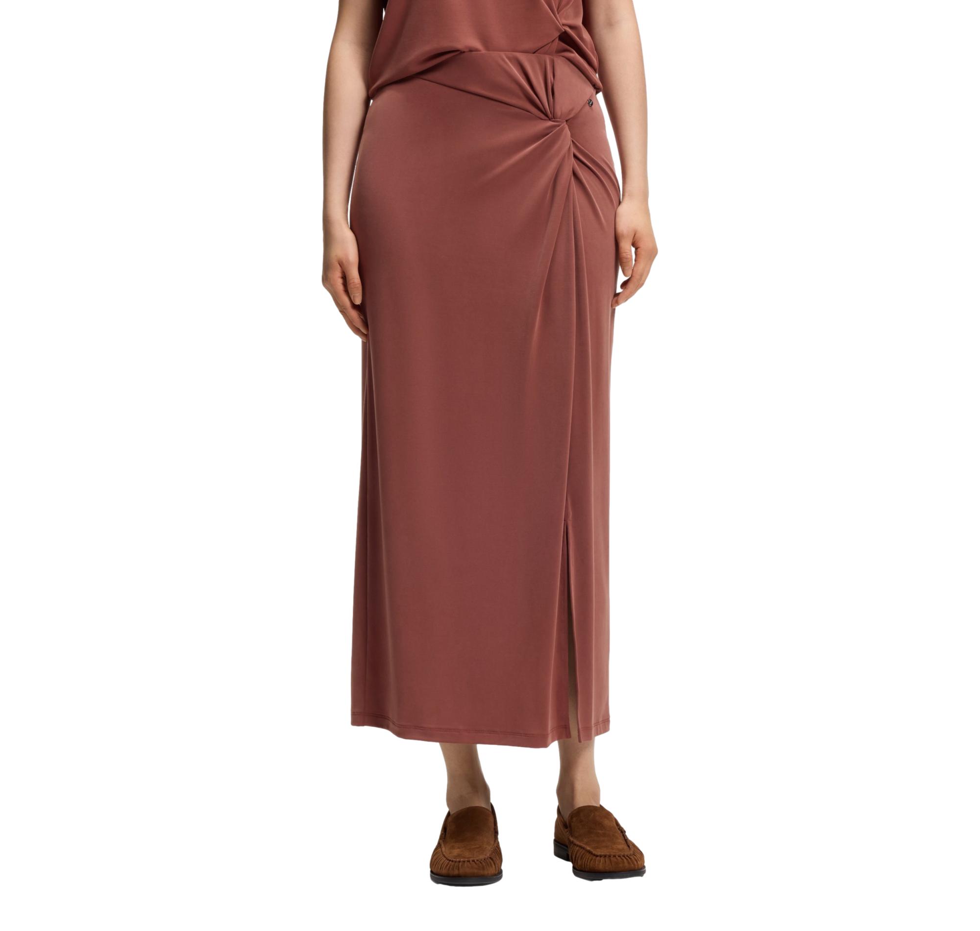 BOSS Gonna Donna Lunga In Jersey Con Dettaglio Drappeggiato Twist C Enature 50558795 Colore Rosso Mattone