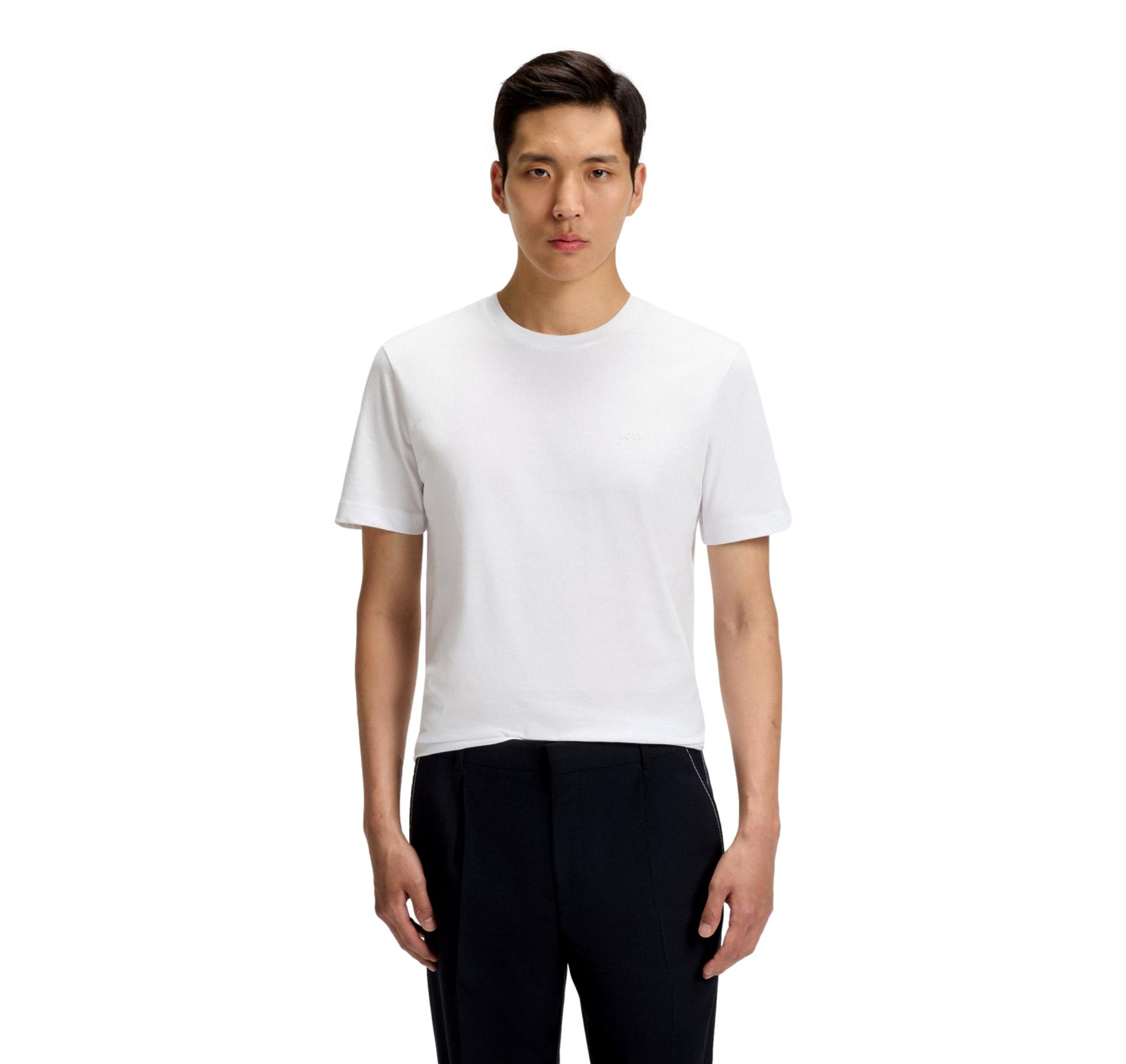 BOSS T Shirt Uomo In Jersey Di Cotone Con Logo Thompson 01 50468347 Colore Bianco