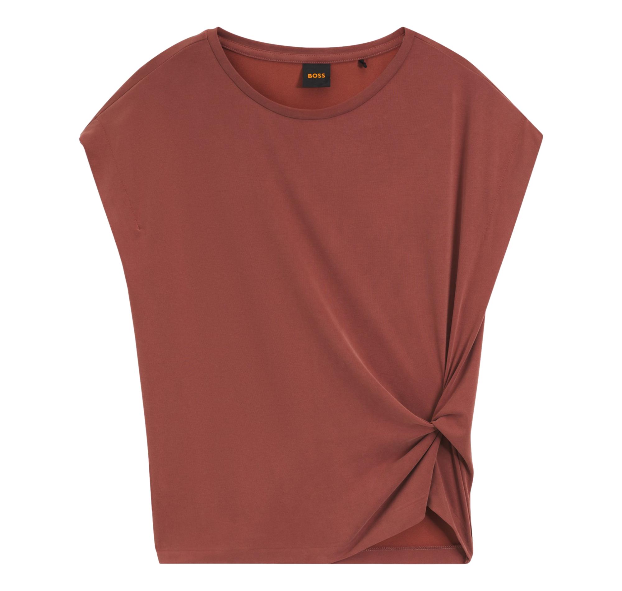 BOSS T Shirt Donna In Jersey Con Dettaglio Twist Laterale C Ebony 50553458 Colore Rosso Mattone