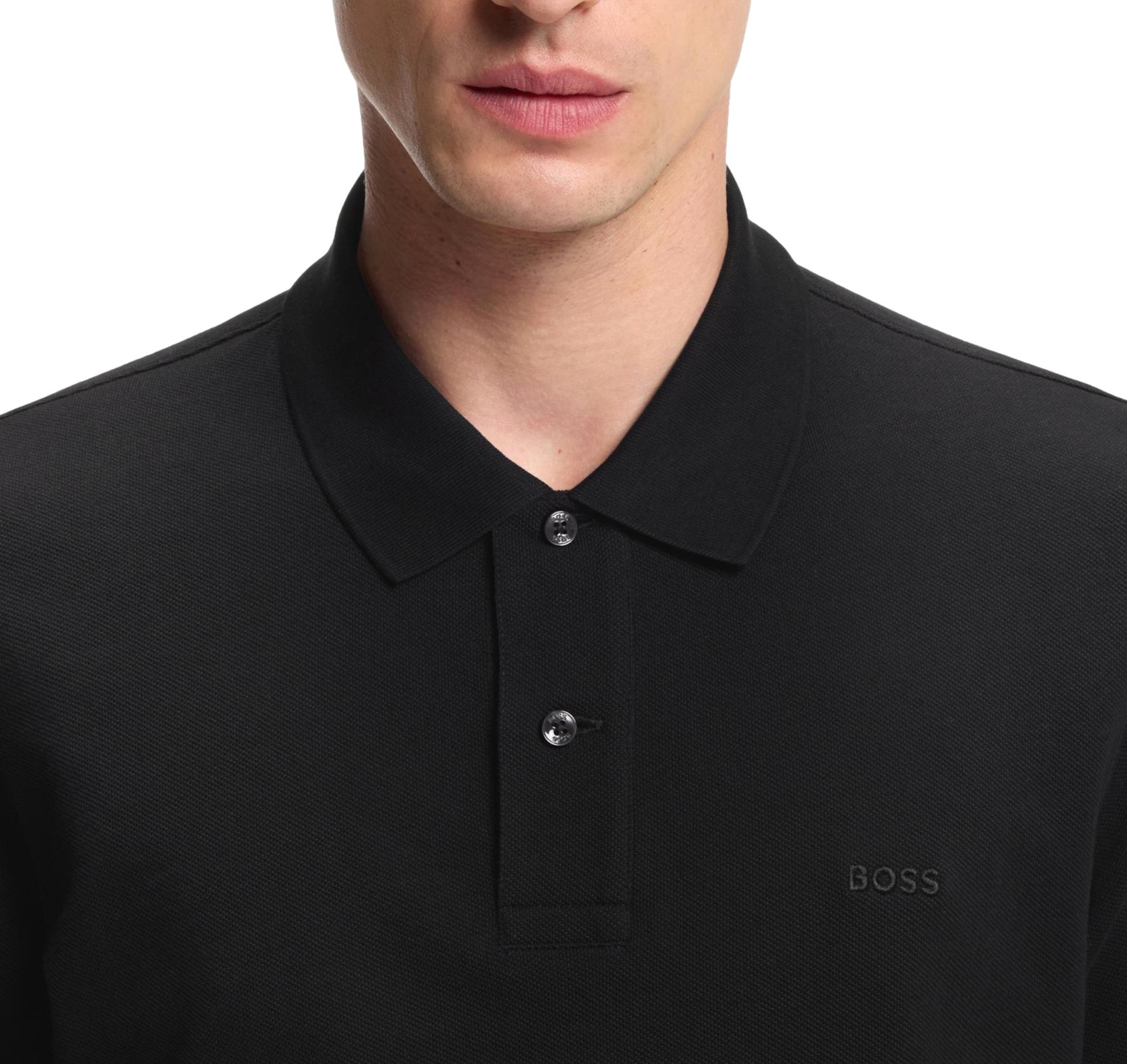 BOSS Polo Uomo Pallas 50553564 Nero Cotone Pique Regular Fit