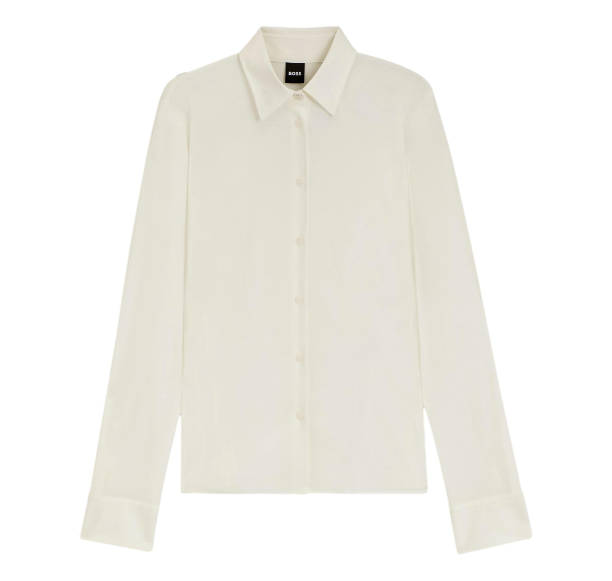 BOSS Camicia Donna Extra Slim In Jersey Di Cotone Bronta Tuesday 50543691 Colore Crema