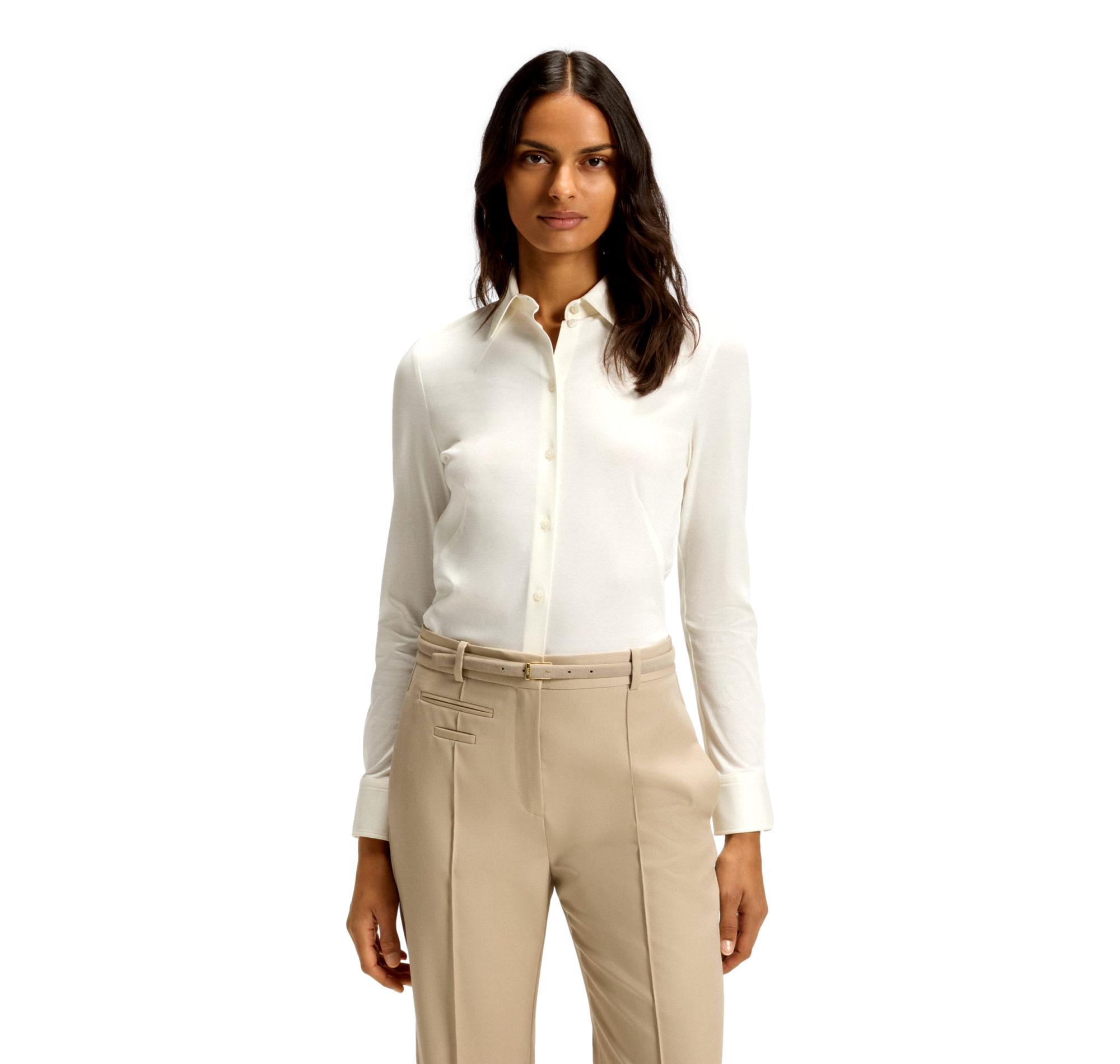 BOSS Camicia Donna Extra Slim In Jersey Di Cotone Bronta Tuesday 50543691 Colore Crema