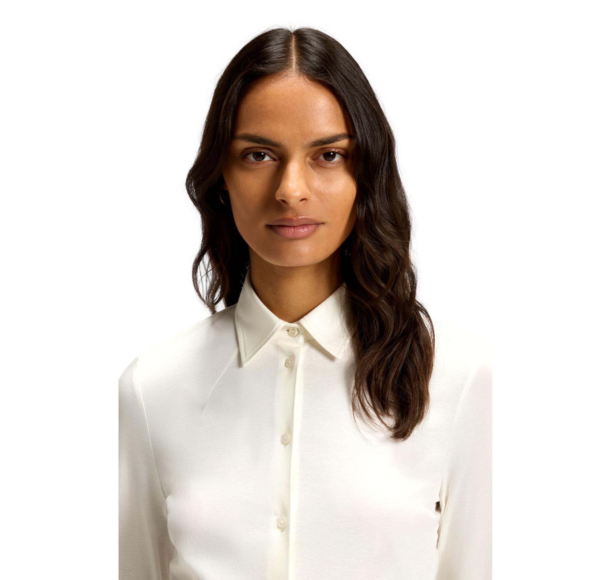 BOSS Camicia Donna Extra Slim In Jersey Di Cotone Bronta Tuesday 50543691 Colore Crema