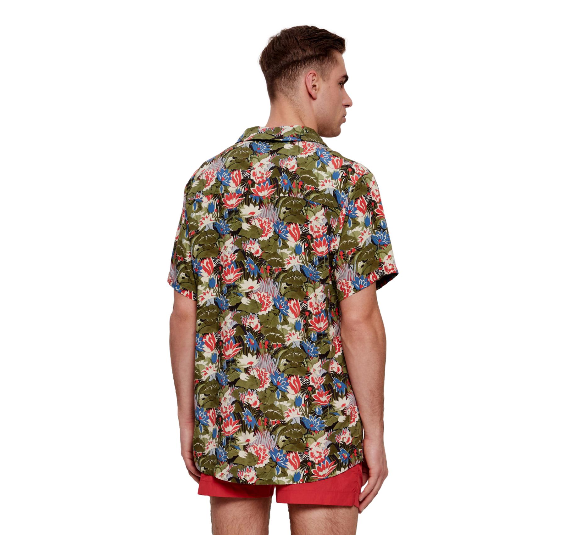 BOSS Camicia Uomo Con Stampa All Over Regular Fit Beach Shirt 50535793 Colore Verde