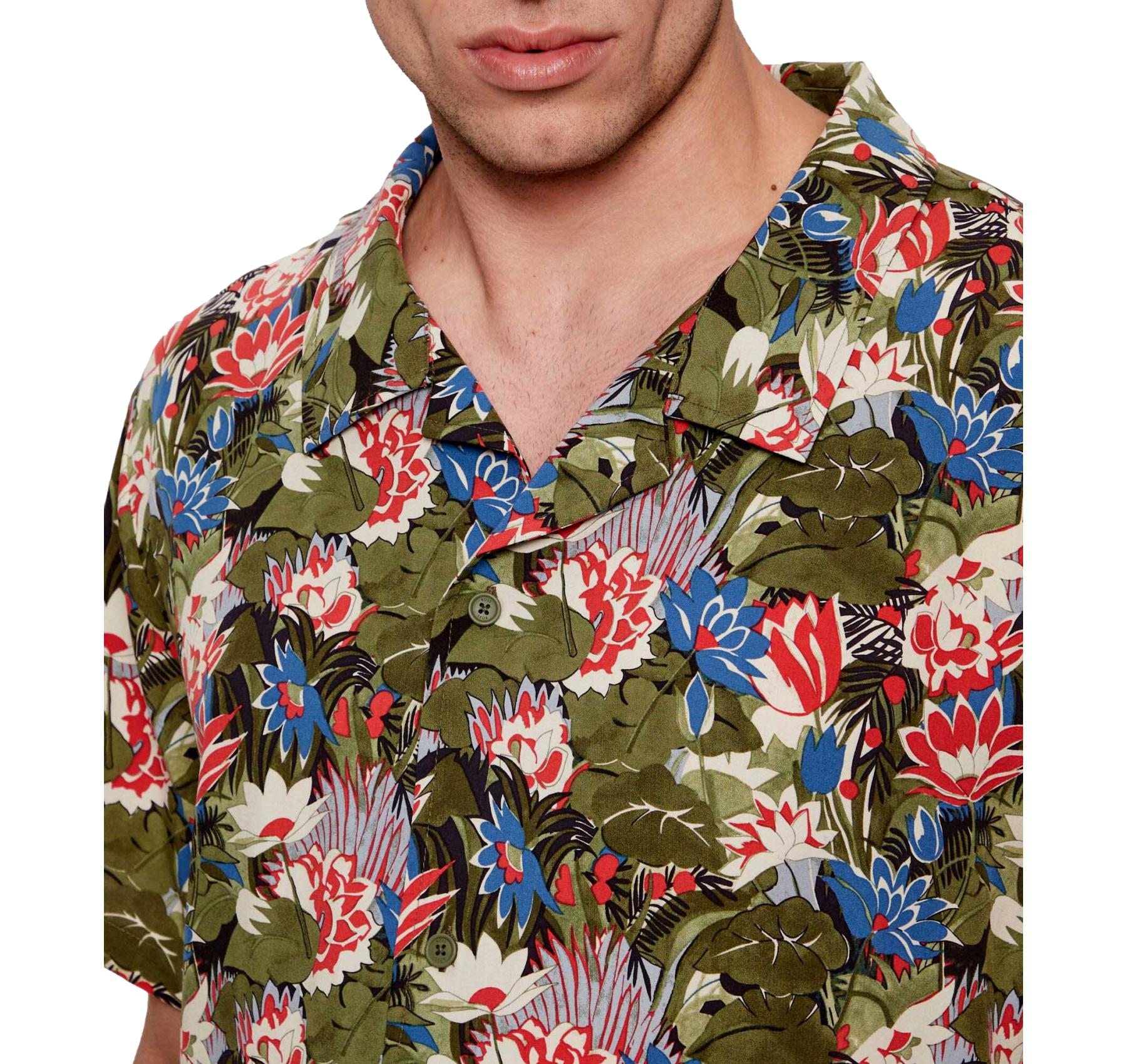 BOSS Camicia Uomo Con Stampa All Over Regular Fit Beach Shirt 50535793 Colore Verde