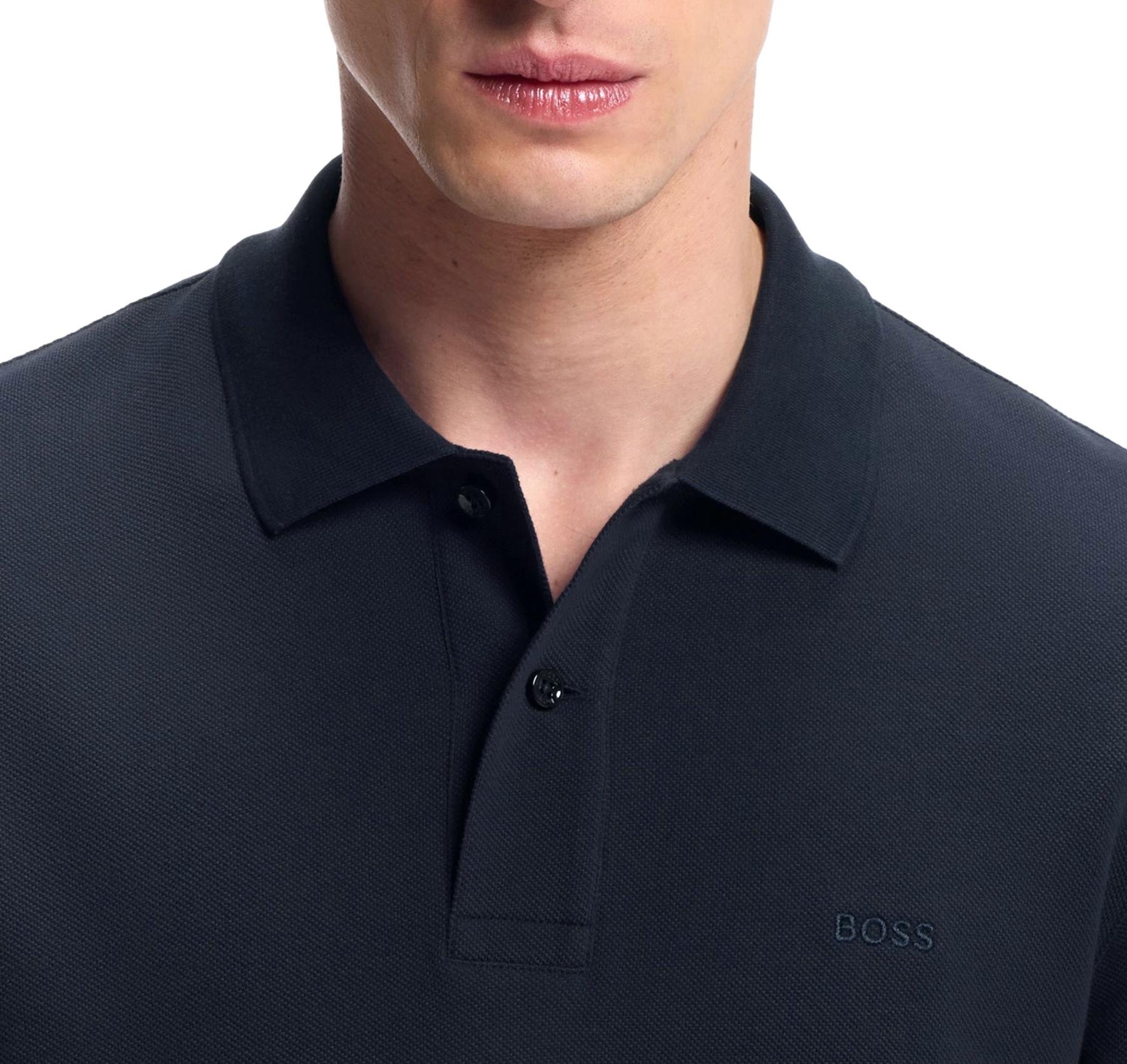 BOSS Polo Uomo Pallas 50553564 Blu Cotone Pique Regular Fit