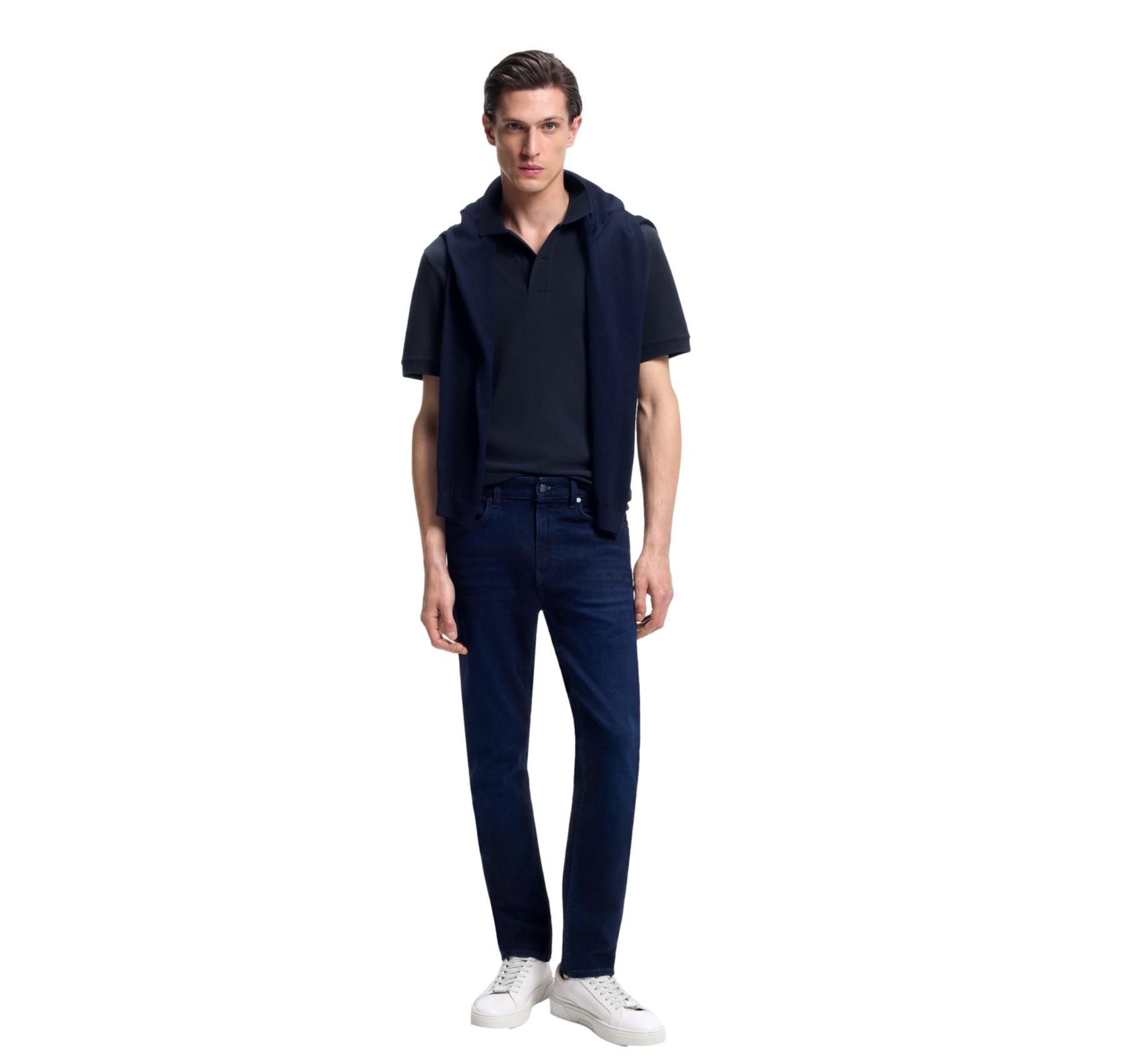 BOSS Polo Uomo Pallas 50553564 Blu Cotone Pique Regular Fit
