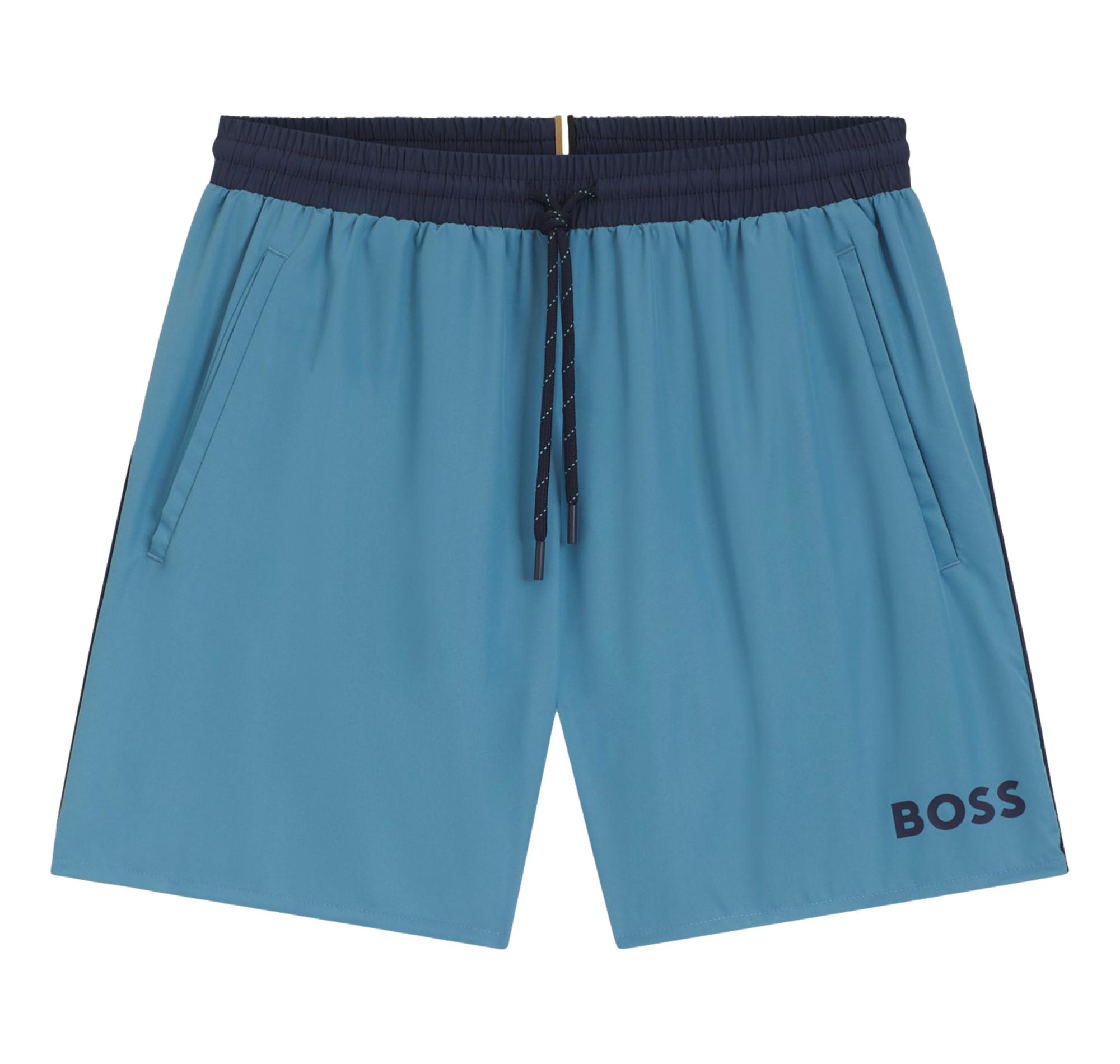 BOSS Boxer Uomo Da Mare Ad Asciugatura Rapida Con Logo Stampato Starfish 50514429 Colore Celeste Scuro