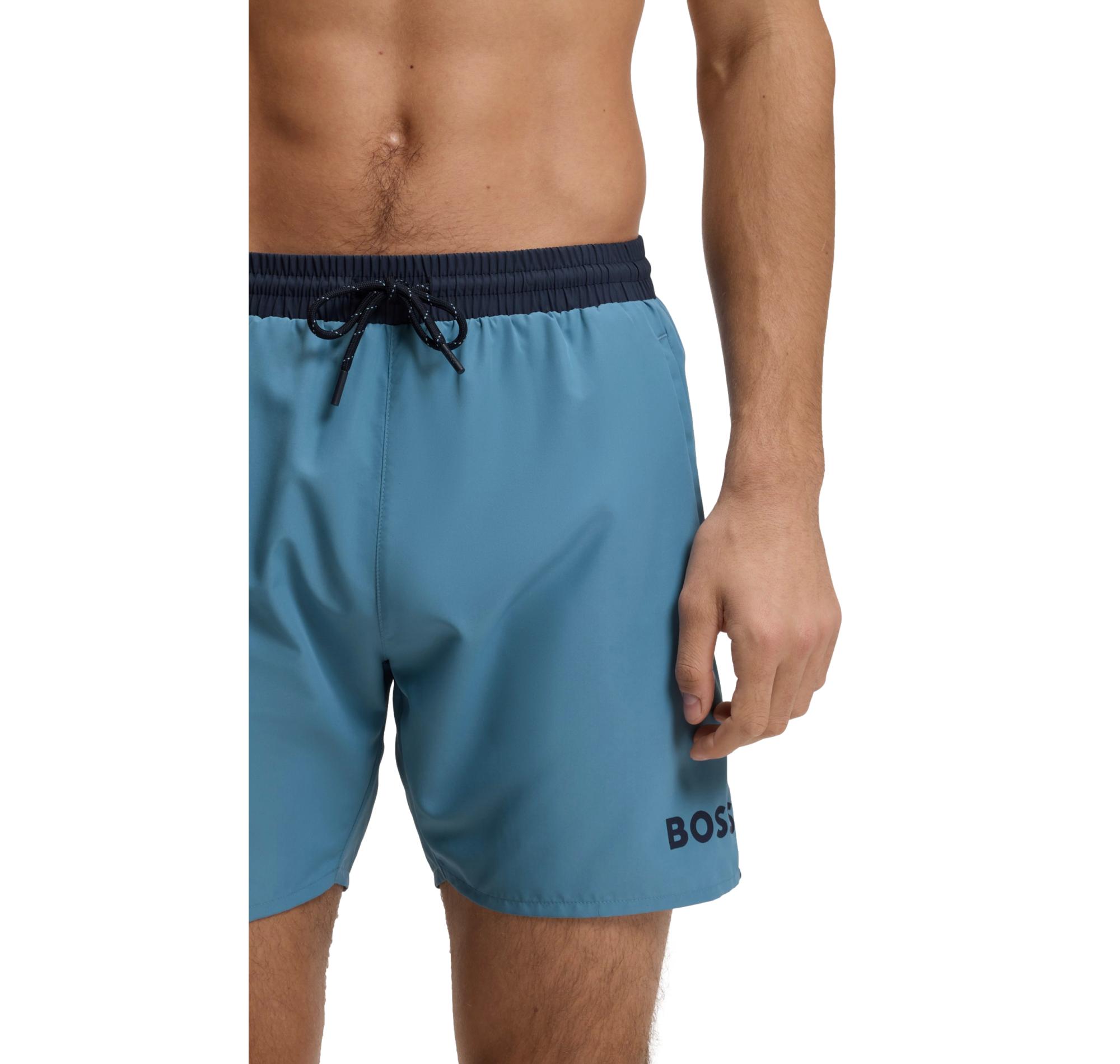 BOSS Boxer Uomo Da Mare Ad Asciugatura Rapida Con Logo Stampato Starfish 50514429 Colore Celeste Scuro