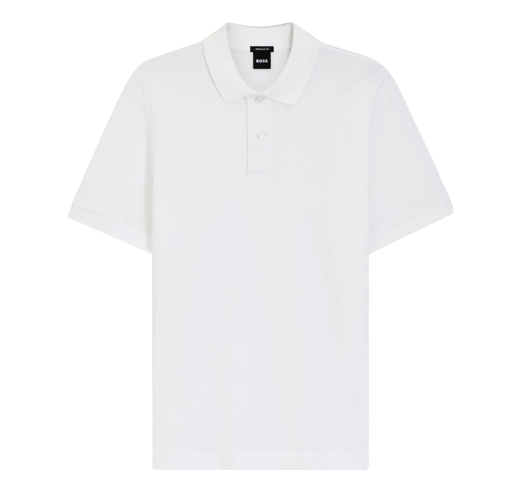 BOSS Polo Uomo Pallas 50553564 Bianco Cotone Pique Regular Fit