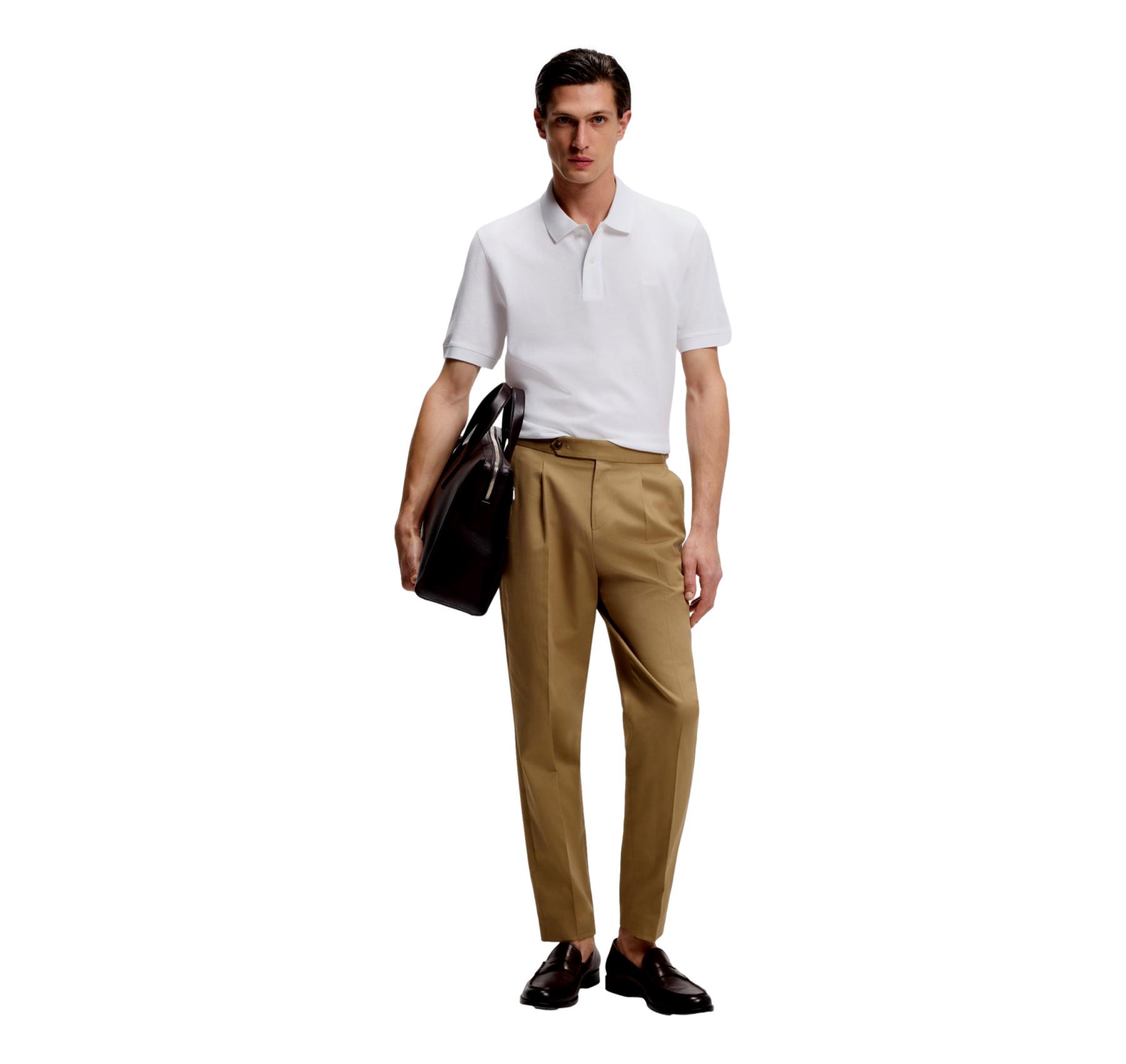BOSS Polo Uomo Pallas 50553564 Bianco Cotone Pique Regular Fit