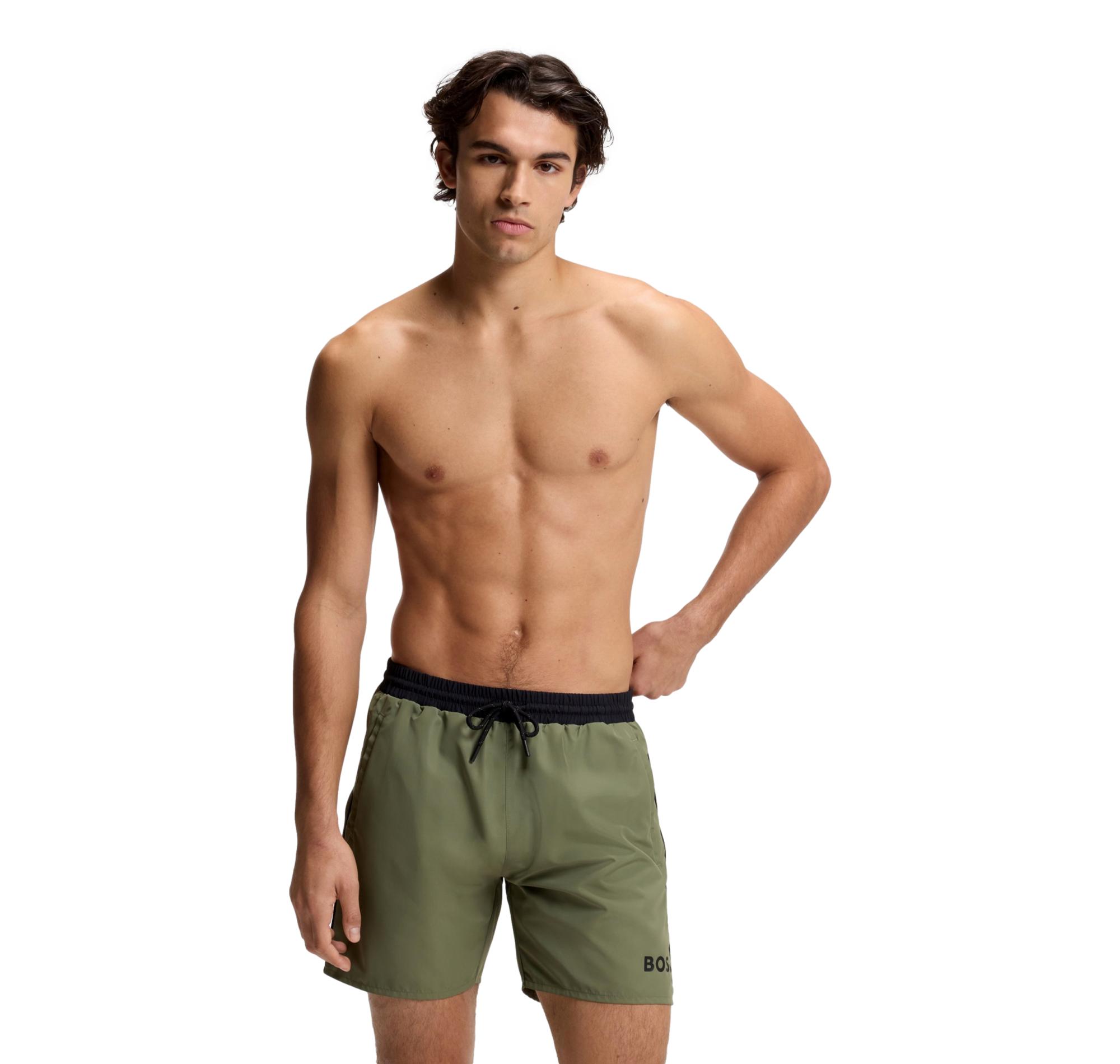 BOSS Boxer Uomo Da Mare Ad Asciugatura Rapida Con Logo Stampato Starfish 50514429 Colore Verde