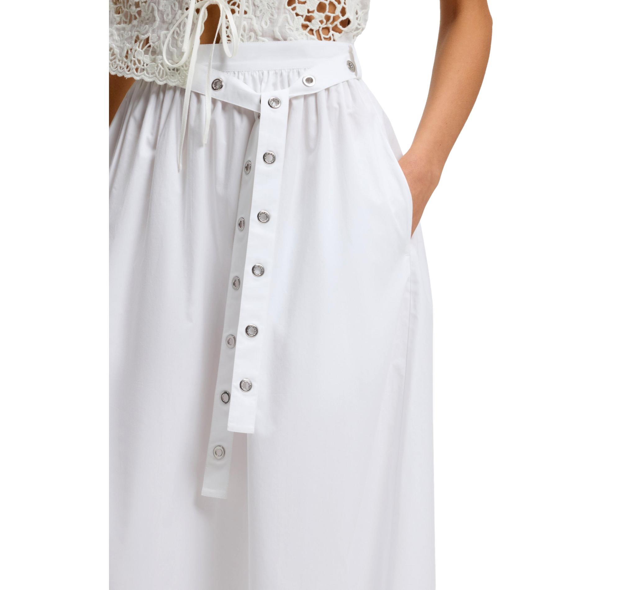 BOSS Gonna Donna Maxi In Popeline Di Cotone Con Cintura Ad Occhielli C Vidol 50559088 Colore Bianco