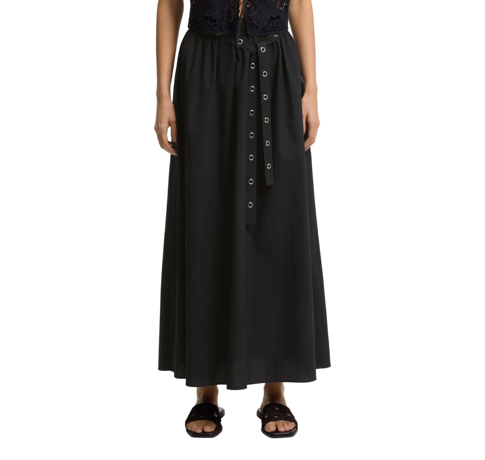 BOSS Gonna Donna Maxi In Popeline Di Cotone Con Cintura Ad Occhielli C Vidol 50559088 Colore Nero