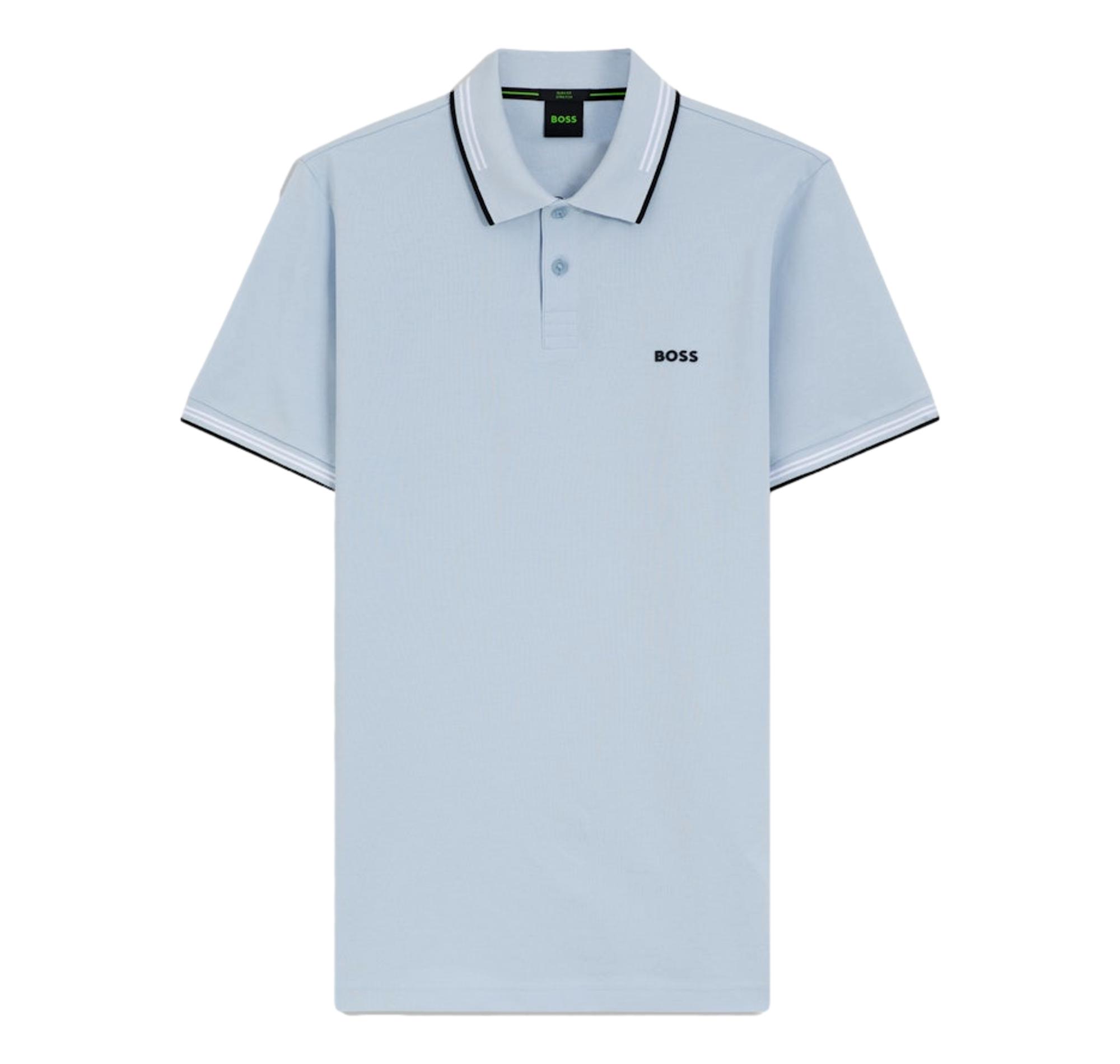 BOSS Polo Uomo Slim Fit In Cotone Elasticizzato Con Logo Paul 50506193 Colore Celeste 460