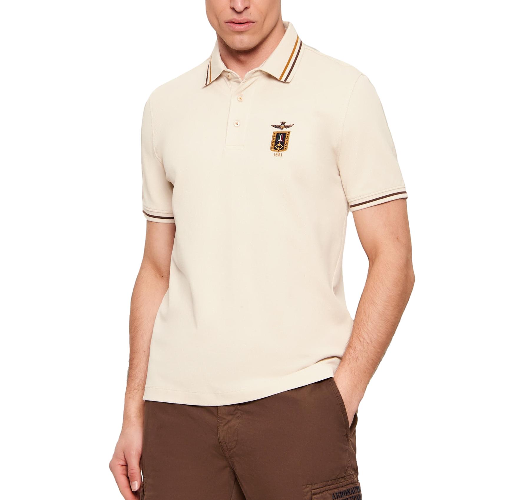 AERONAUTICA MILITARE Polo Uomo Frecce Tricolori 261PO1914UP00403 Colore Beige