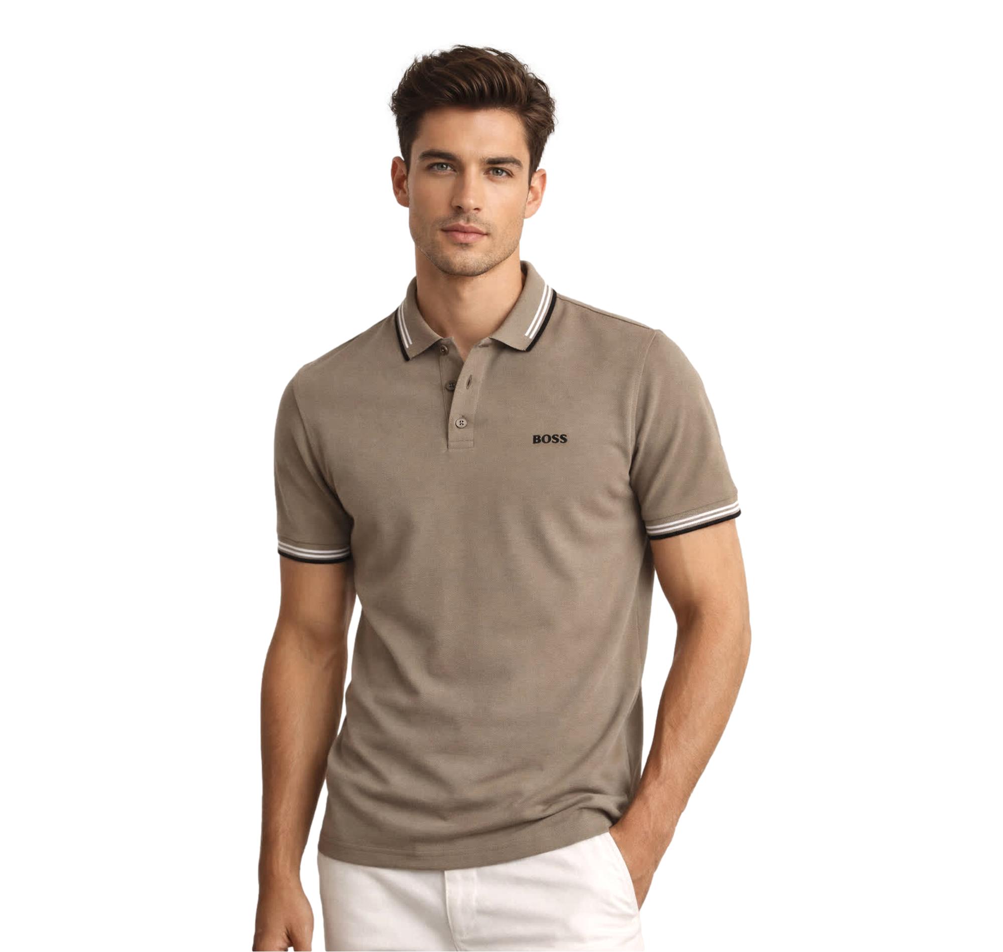BOSS Polo Uomo Slim Fit In Cotone Elasticizzato Con Logo Paul 50506193 Colore Taupe 336