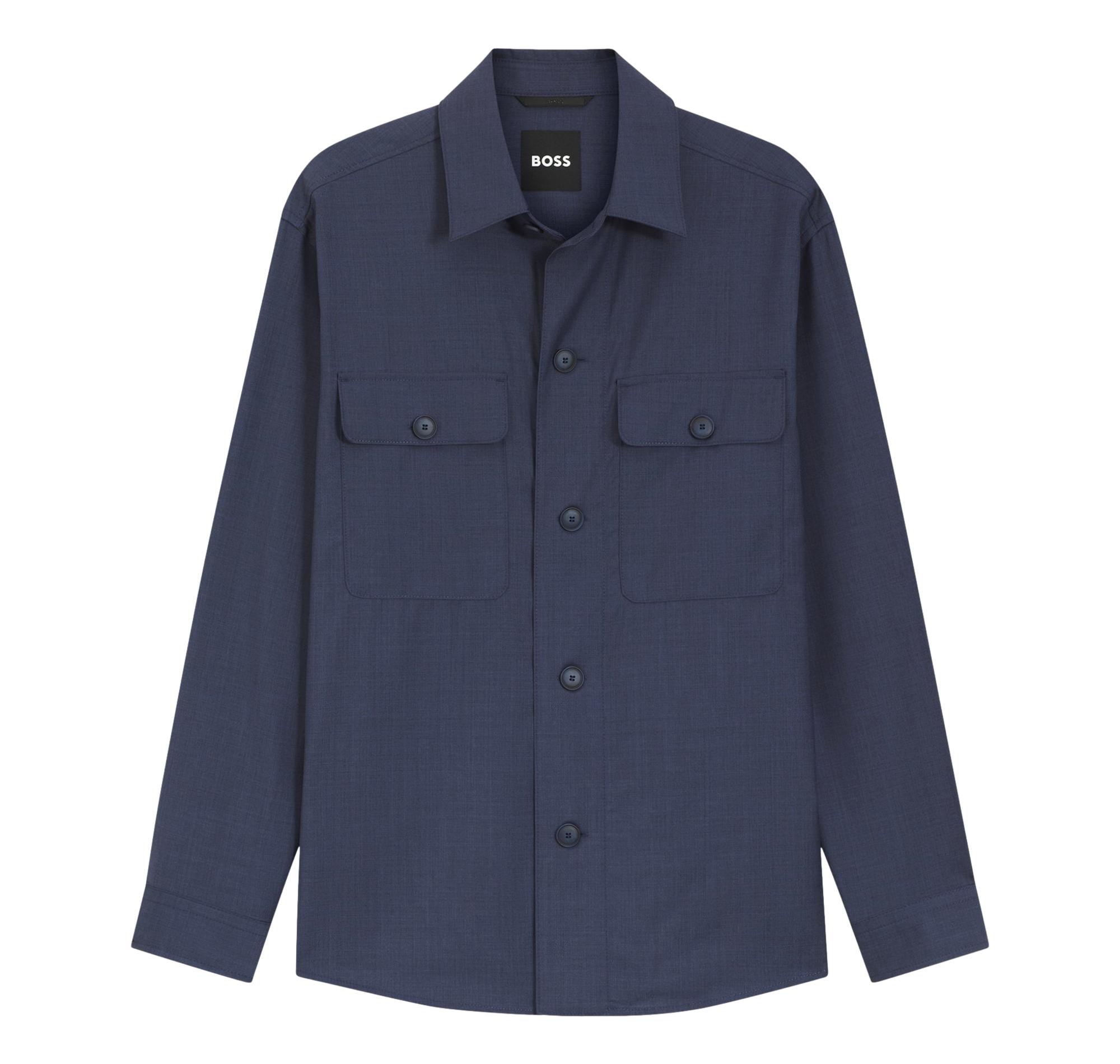 BOSS Sovracamicia Uomo Relaxed Fit In Lana Vergine Lavabile P Carper OS WG 262 50561628 Colore Blu