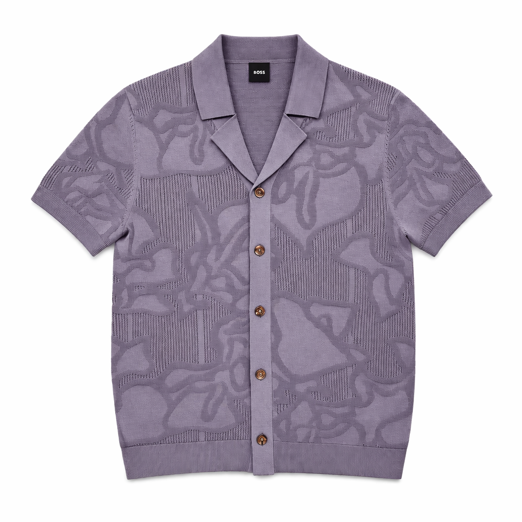 BOSS Polo Uomo C-Noy 50560478 Lilla Cotone Maglia Aperta Manica Corta