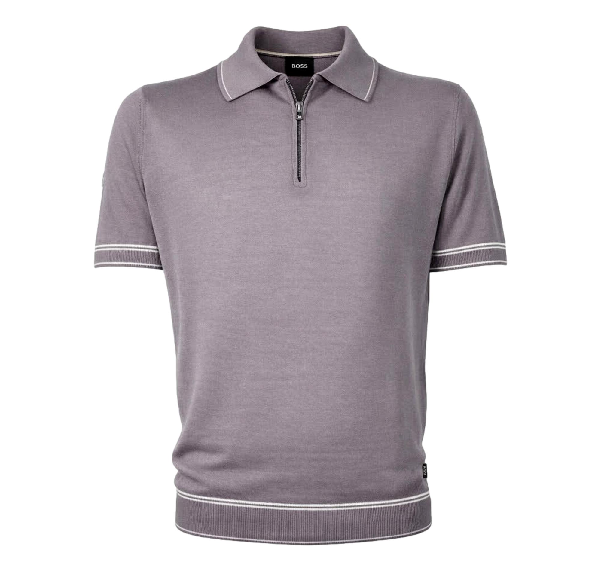 BOSS Polo Uomo Mezza Zip In Misto Lino H Norbertino 50560474 Colore Grigio 510