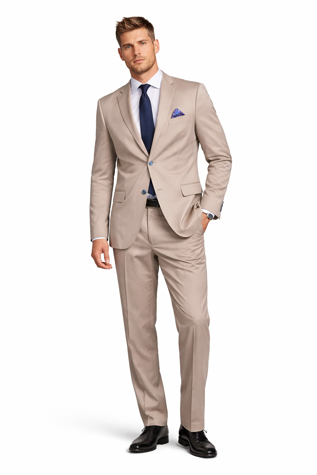 ALESSANDRO GILLES Abito Uomo Slim Fit Cotone Elasticizzato Chiaro Sfoderato A22C