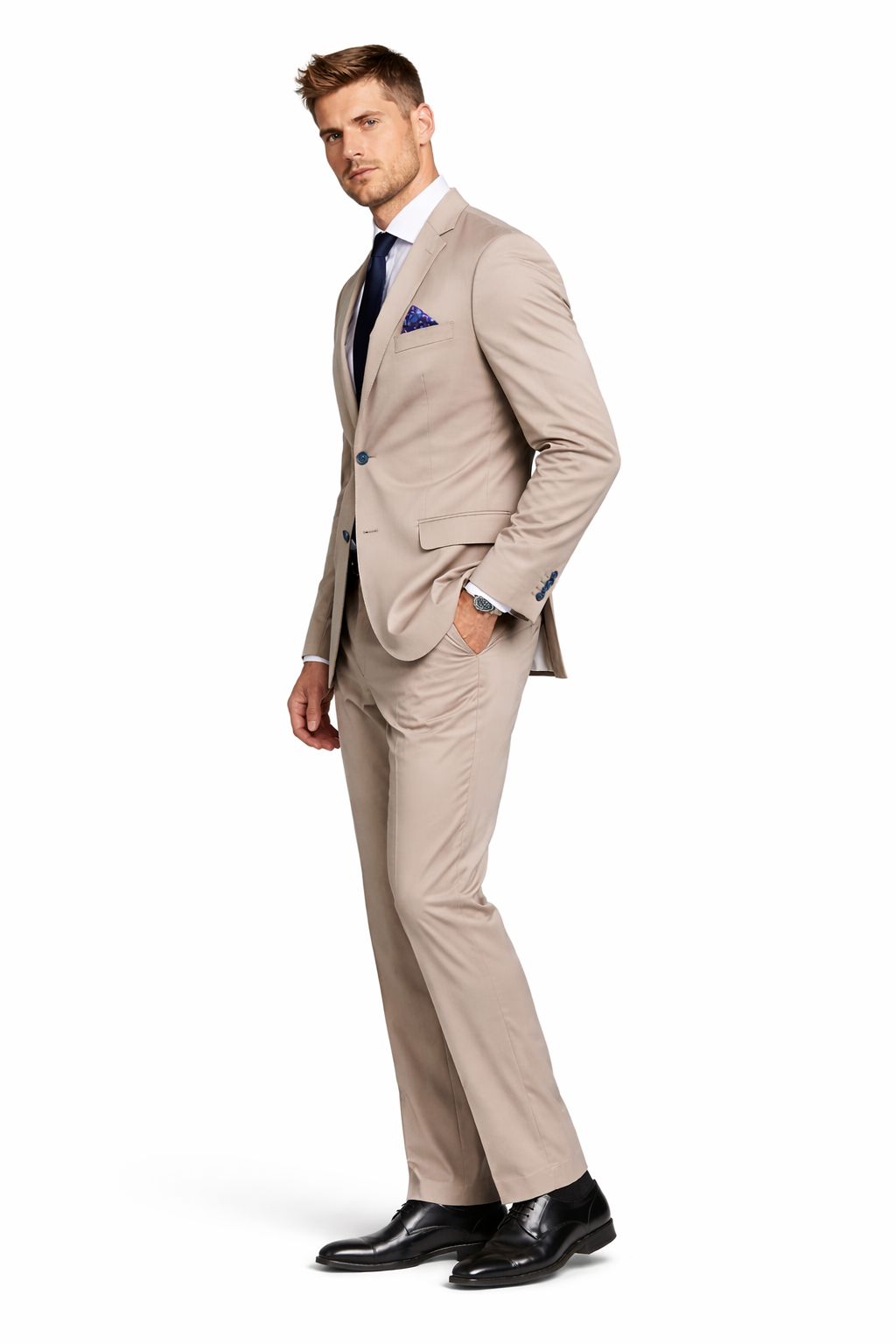 ALESSANDRO GILLES Abito Uomo Slim Fit Cotone Elasticizzato Chiaro Sfoderato A22C