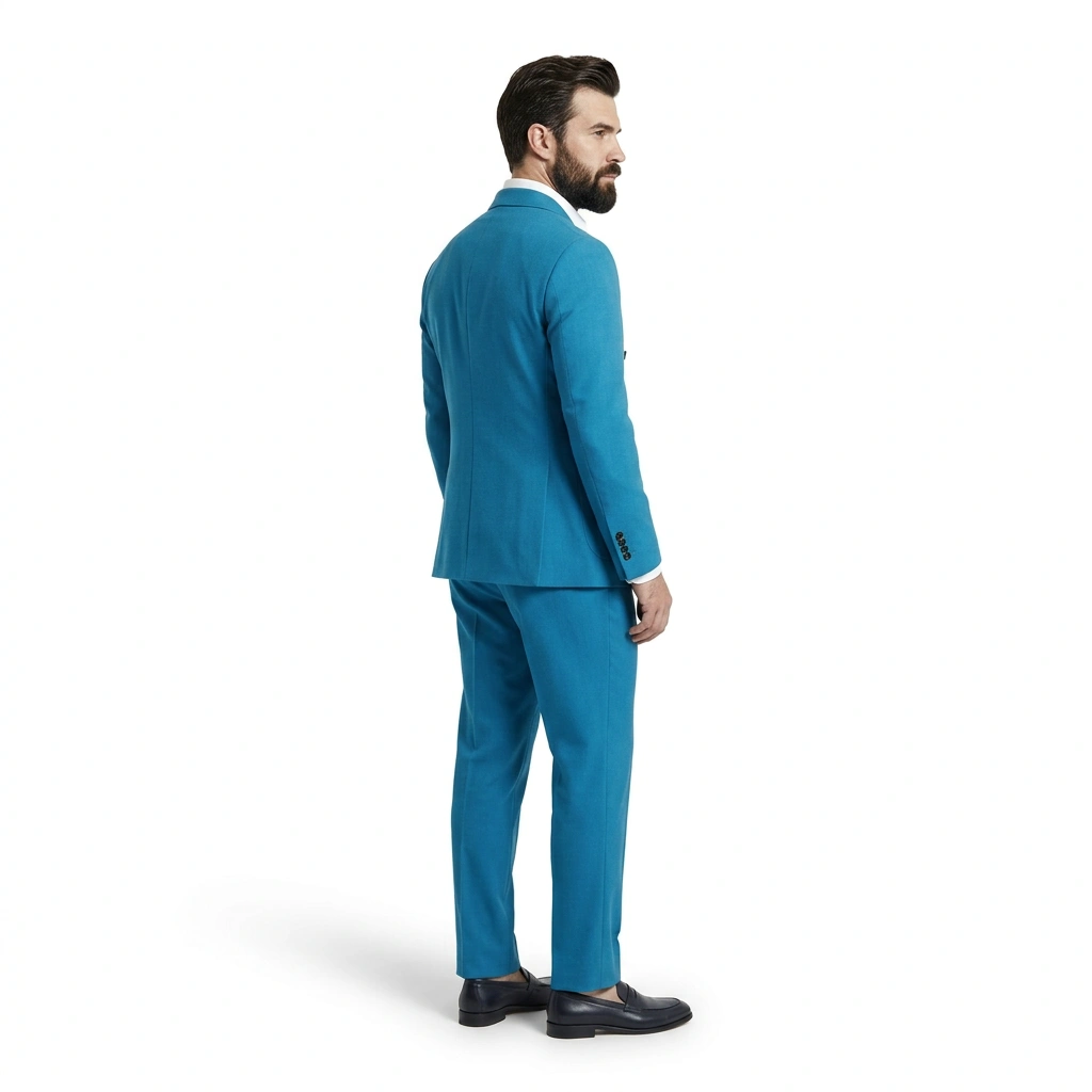 SIMBOLS Abito Uomo Doppiopetto Azzurro Drop 7 Elasticizzato Made in Italy Elegante