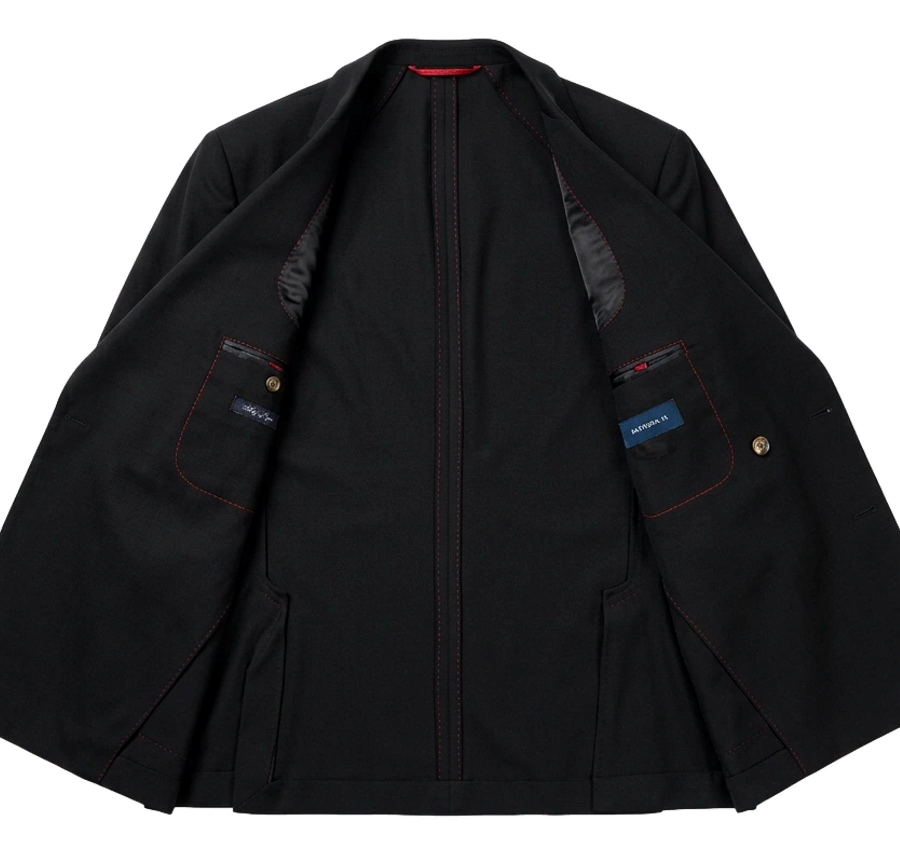 SIMBOLS Abito Uomo Doppiopetto Nero Drop 7 Elasticizzato Made in Italy