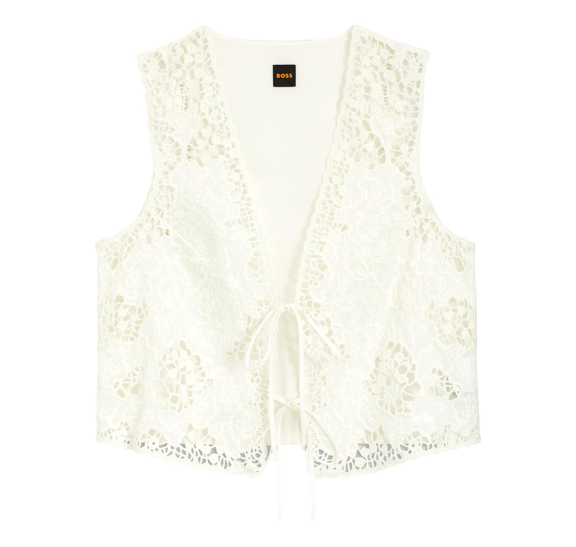 BOSS Gilet Donna Ricamato Con Chiusura a Cravatta C Irika 50556743 Colore Bianco