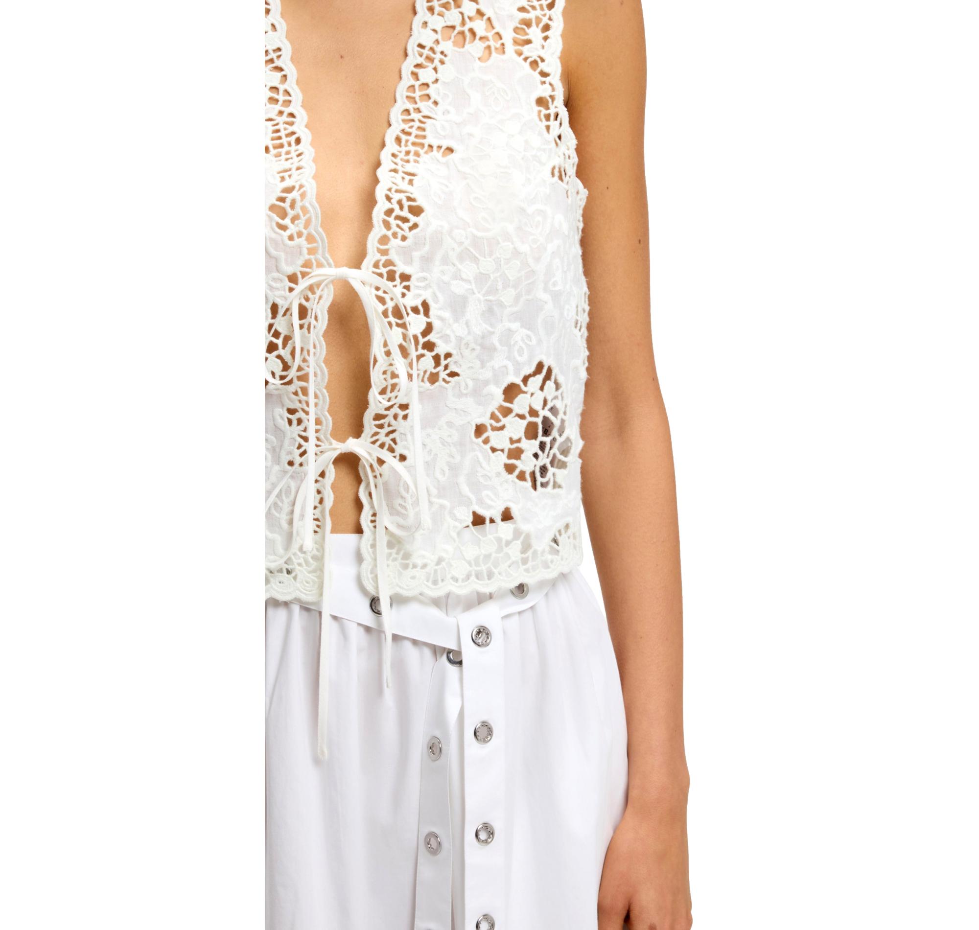 BOSS Gilet Donna Ricamato Con Chiusura a Cravatta C Irika 50556743 Colore Bianco