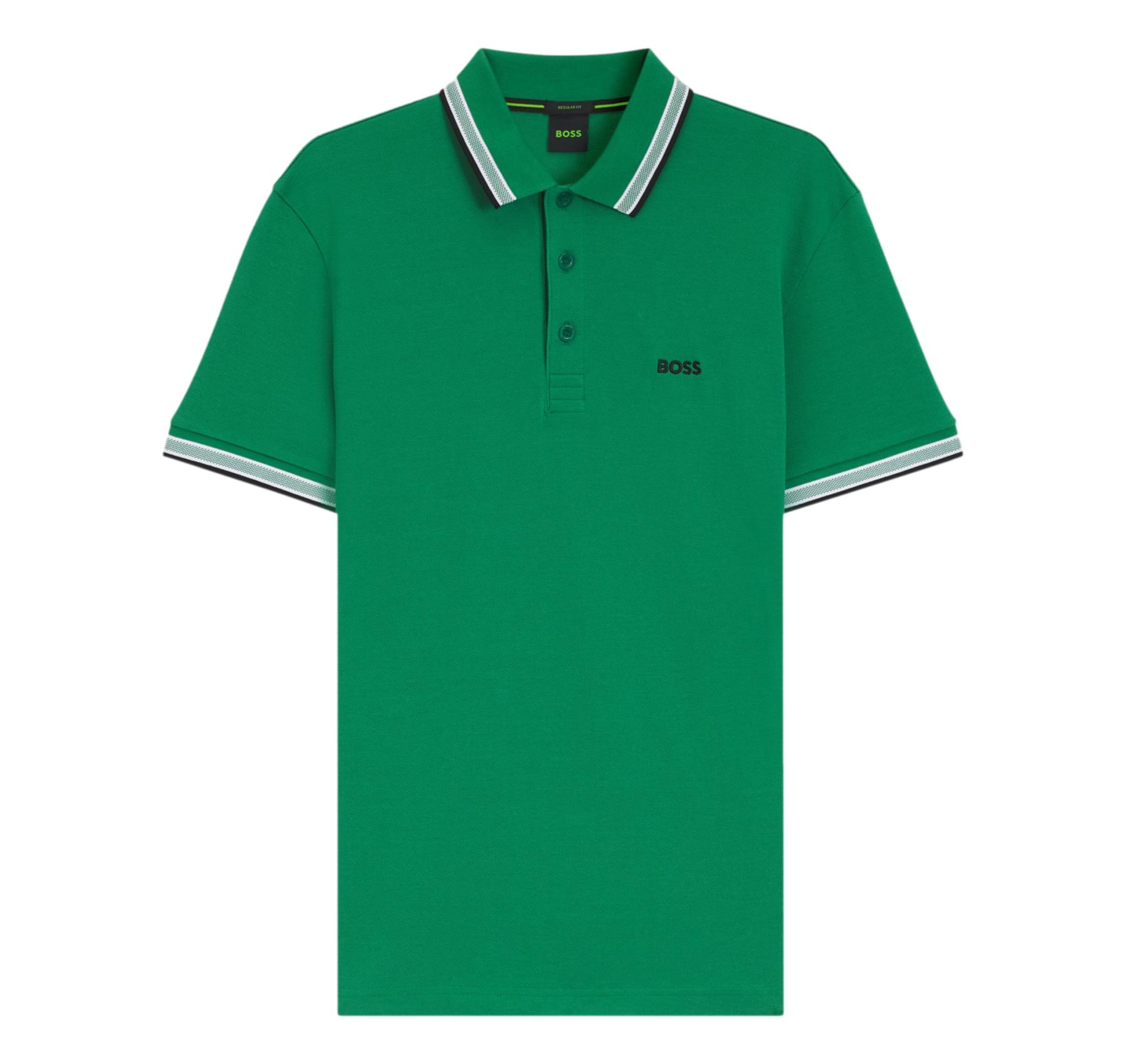 BOSS Polo Uomo Paddy In Pique Di Cotone Regular Fit 50469055 Colore Verde