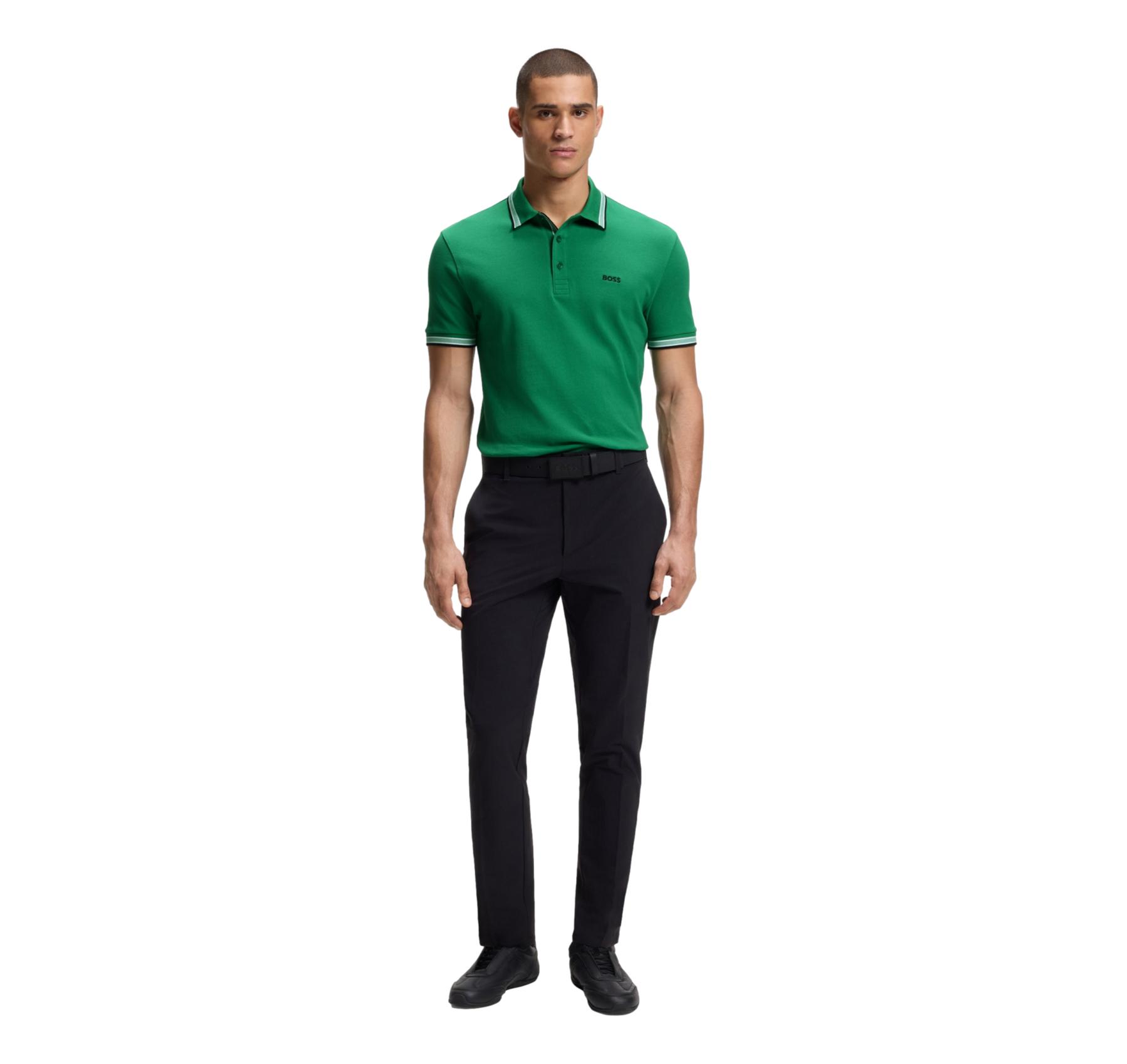 BOSS Polo Uomo Paddy In Pique Di Cotone Regular Fit 50469055 Colore Verde