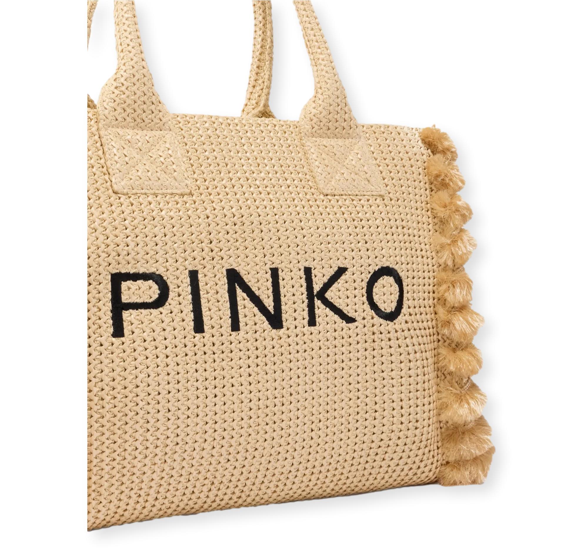 PINKO Borsa Donna Beach Shopper Rafia 106673 Colore Paglia Beige HZ3Q