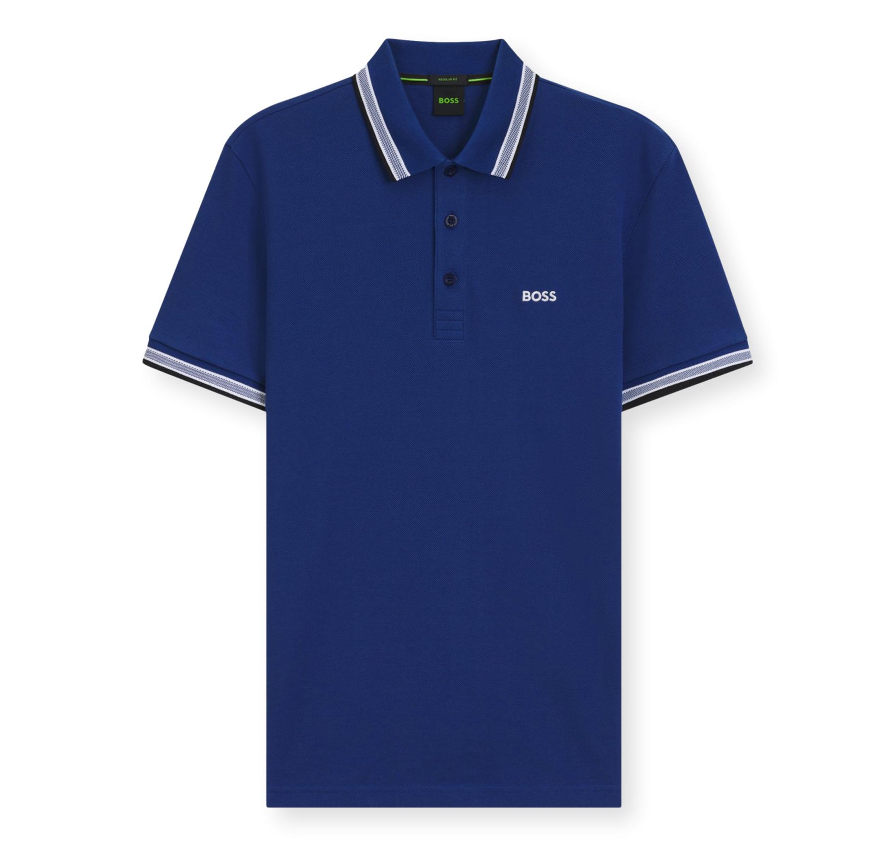 BOSS Polo Uomo Paddy In Pique Di Cotone Regular Fit 50469055 Colore Blu Scuro