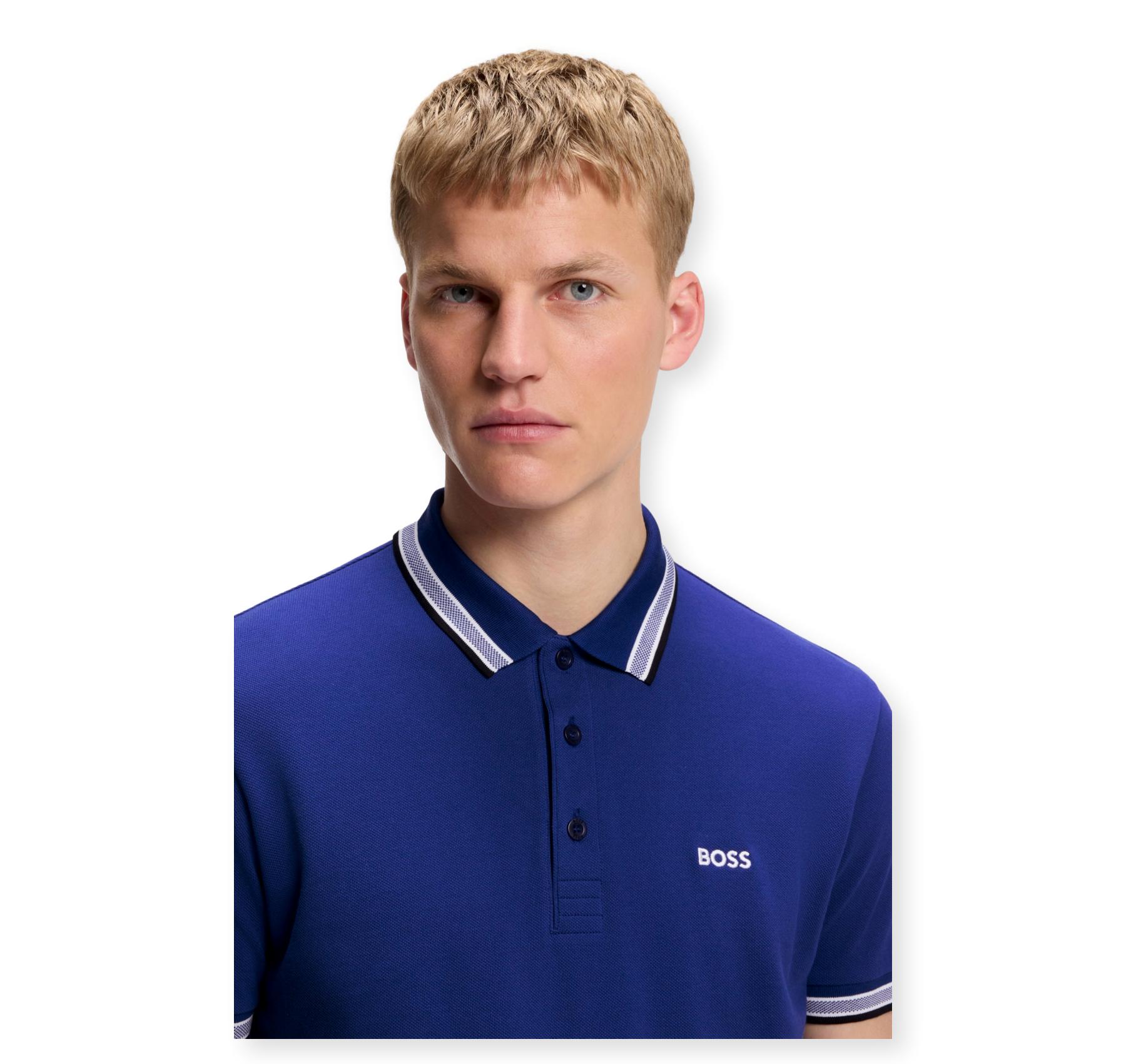 BOSS Polo Uomo Paddy In Pique Di Cotone Regular Fit 50469055 Colore Blu Scuro