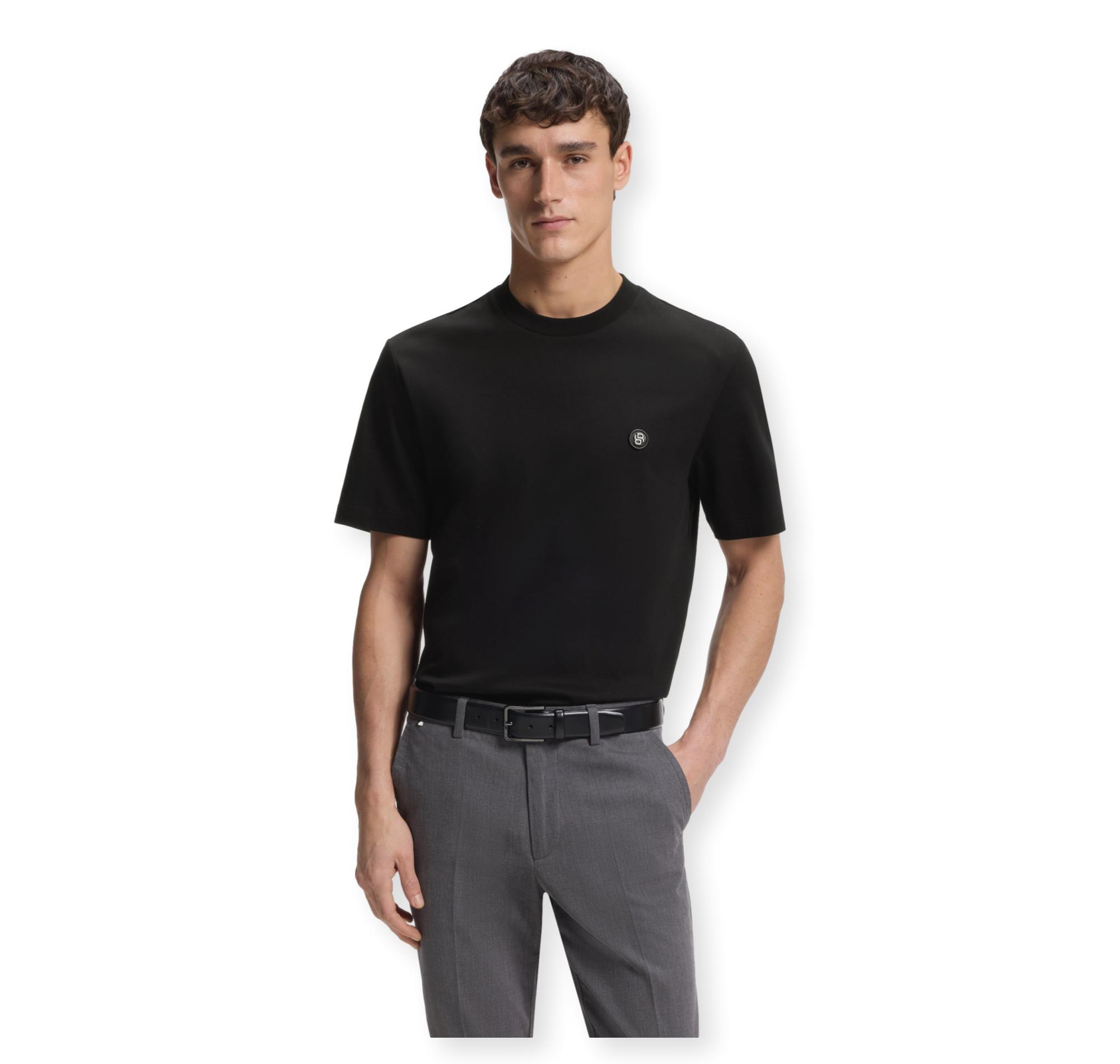 BOSS T Shirt Uomo In Cotone Mercerizzato Con Monogramma Double B C Taut 01 50555844 Colore Nero
