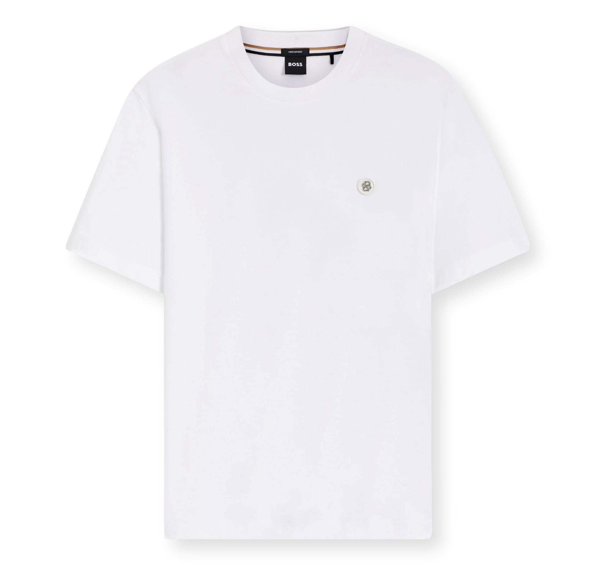 BOSS T Shirt Uomo In Cotone Mercerizzato Con Monogramma Double B C Taut 01 50555844 Colore Bianco