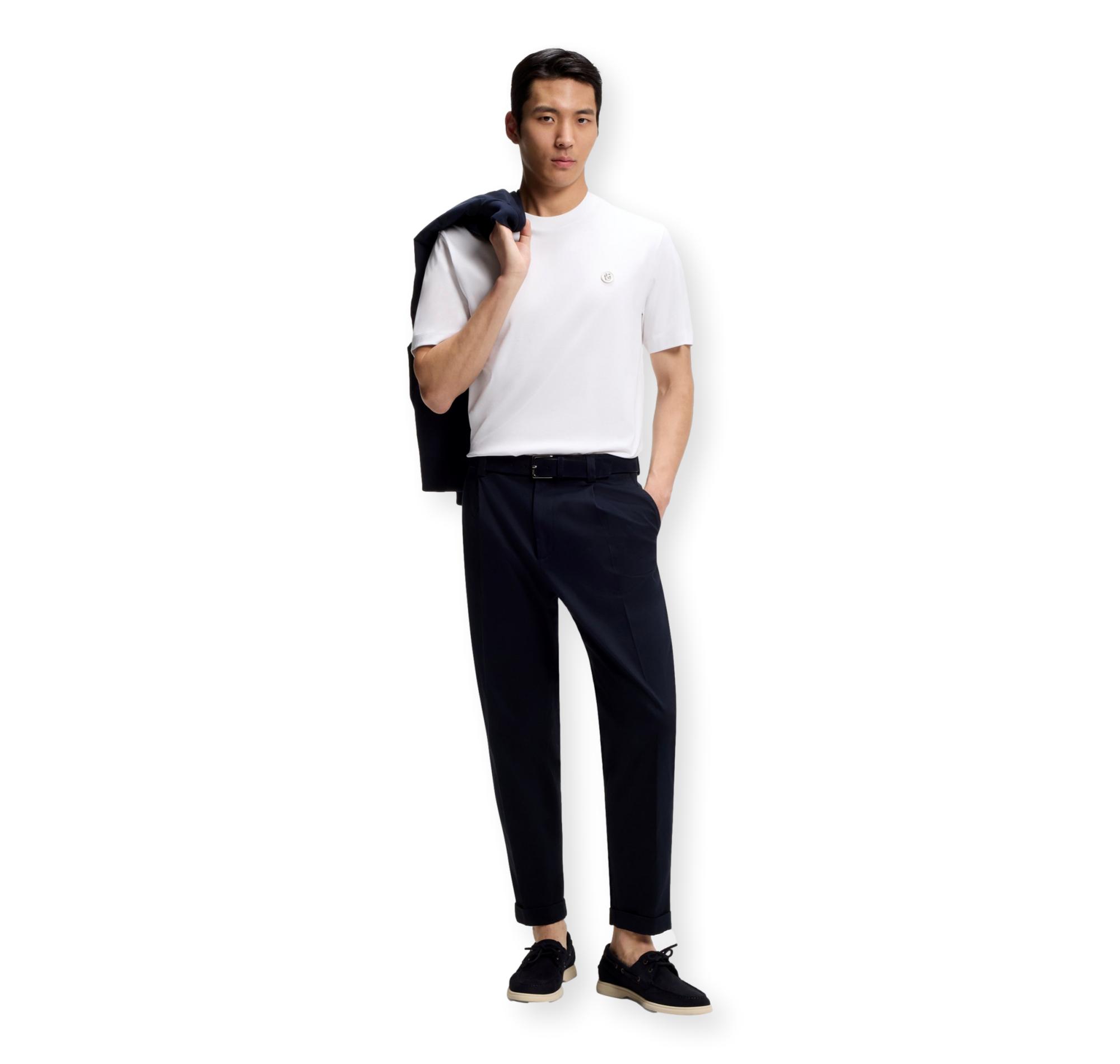 BOSS T Shirt Uomo In Cotone Mercerizzato Con Monogramma Double B C Taut 01 50555844 Colore Bianco