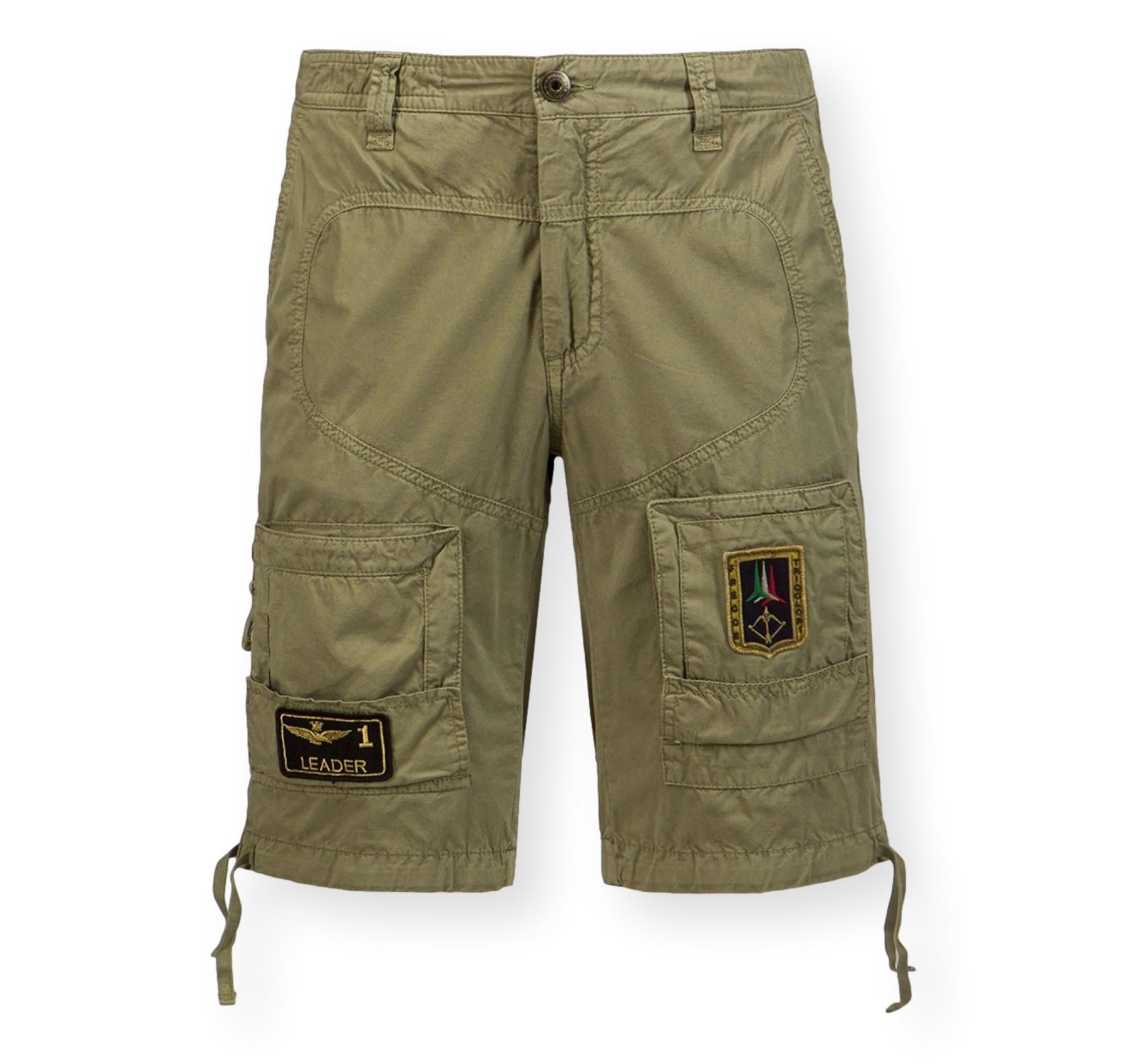 AERONAUTICA MILITARE Bermuda Uomo Cargo Con Patch e Tasche BE0041UCT01122 Colore Verde Scuro