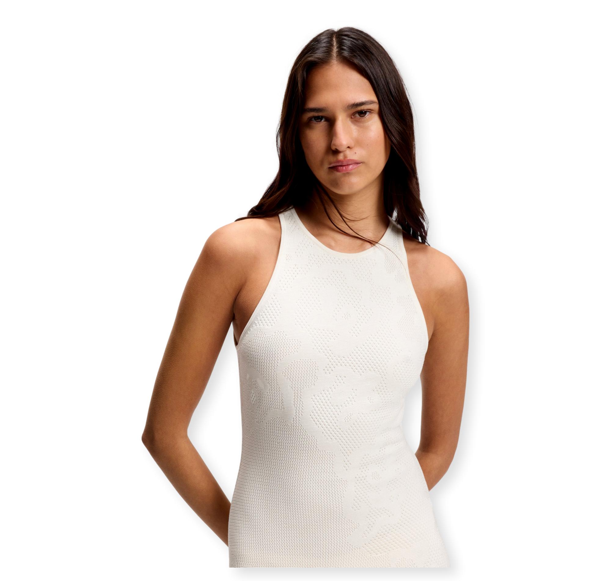 BOSS Vestito Donna Slim Fit Con Motivo Floreale e Orlo Con Frange C Farseille 50559734 Colore Avorio