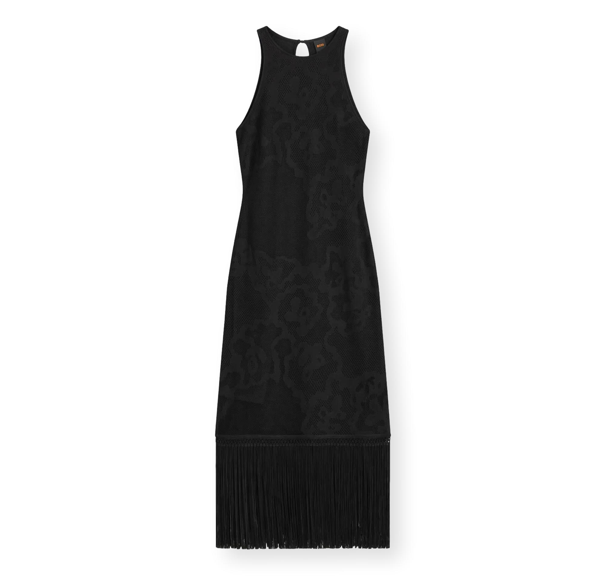 BOSS Vestito Donna Slim Fit Con Motivo Floreale e Orlo Con Frange C Farseille 50559734 Colore Nero
