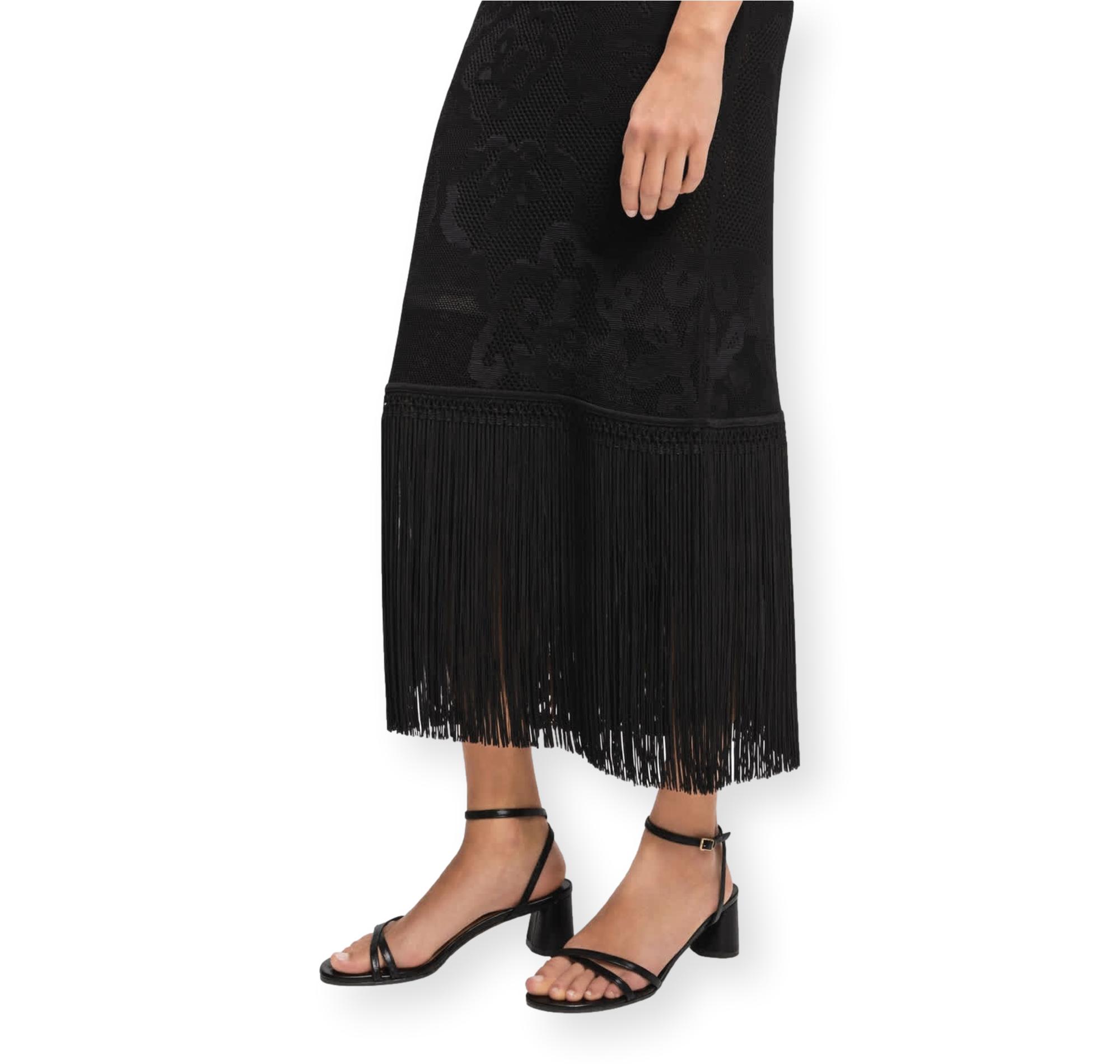 BOSS Vestito Donna Slim Fit Con Motivo Floreale e Orlo Con Frange C Farseille 50559734 Colore Nero